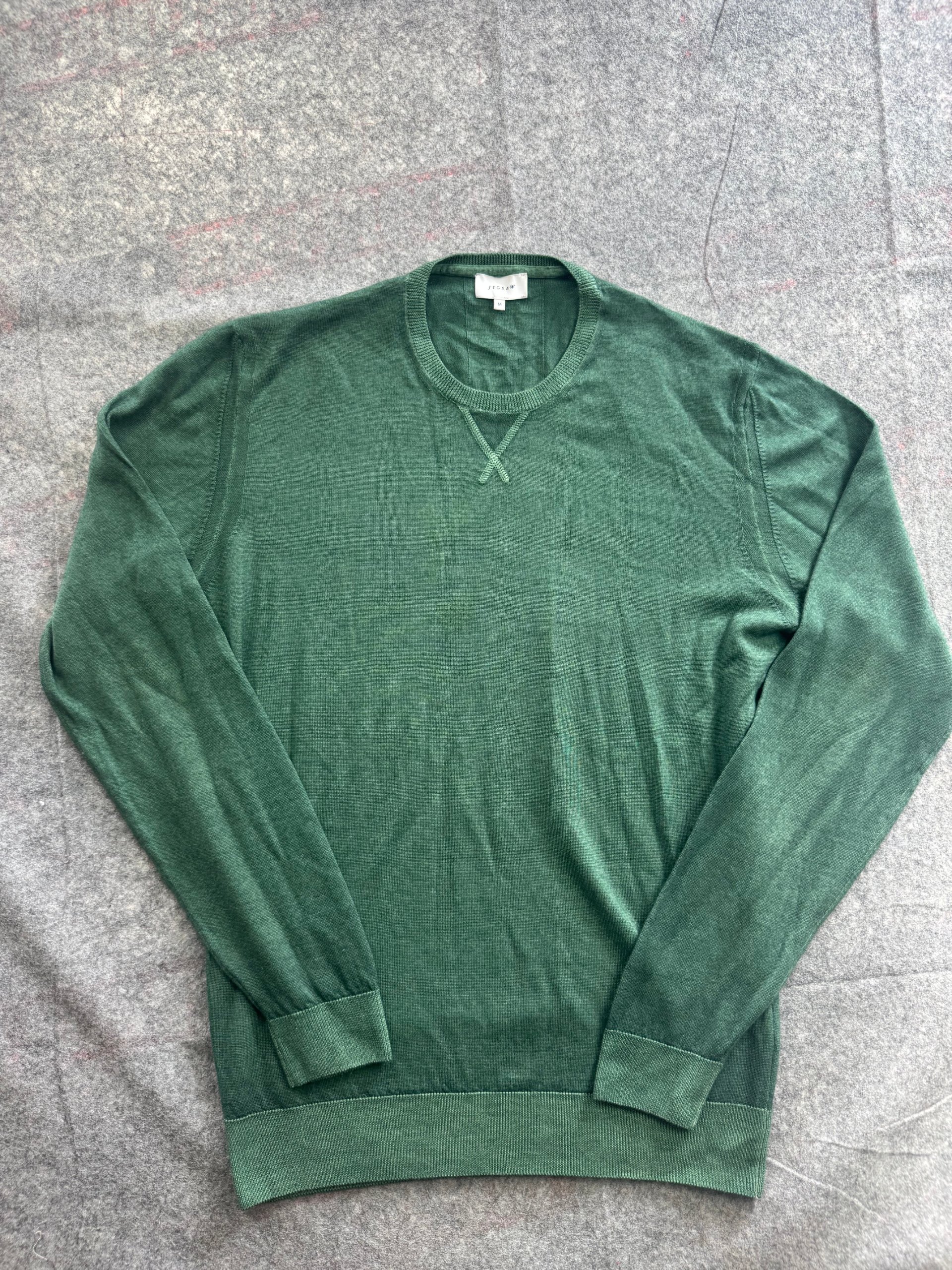 Made in Italy Jigsaw Green 100% Wool crewneck jumper men’s medium