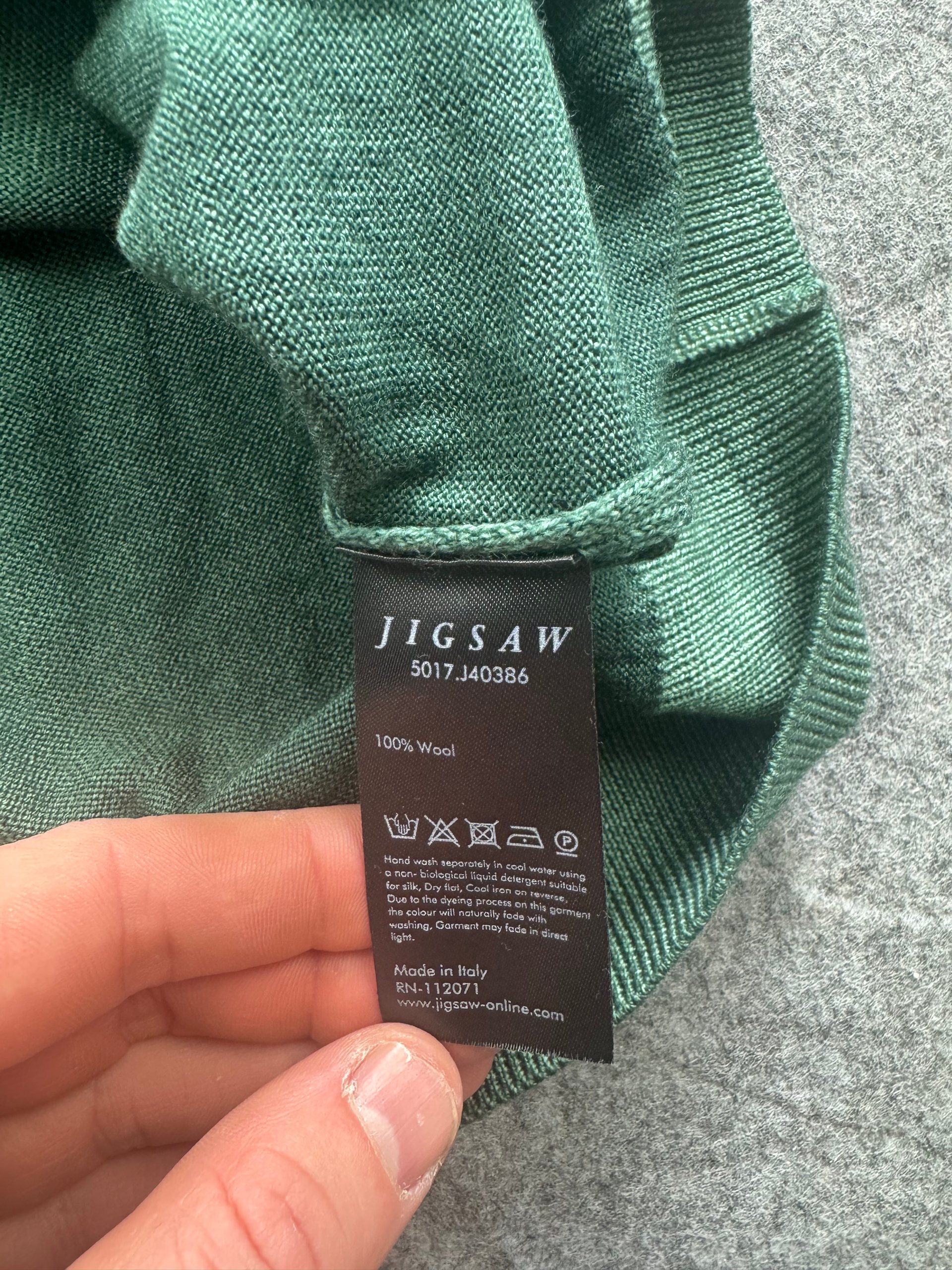 Made in Italy Jigsaw Green 100% Wool crewneck jumper men’s medium image 3