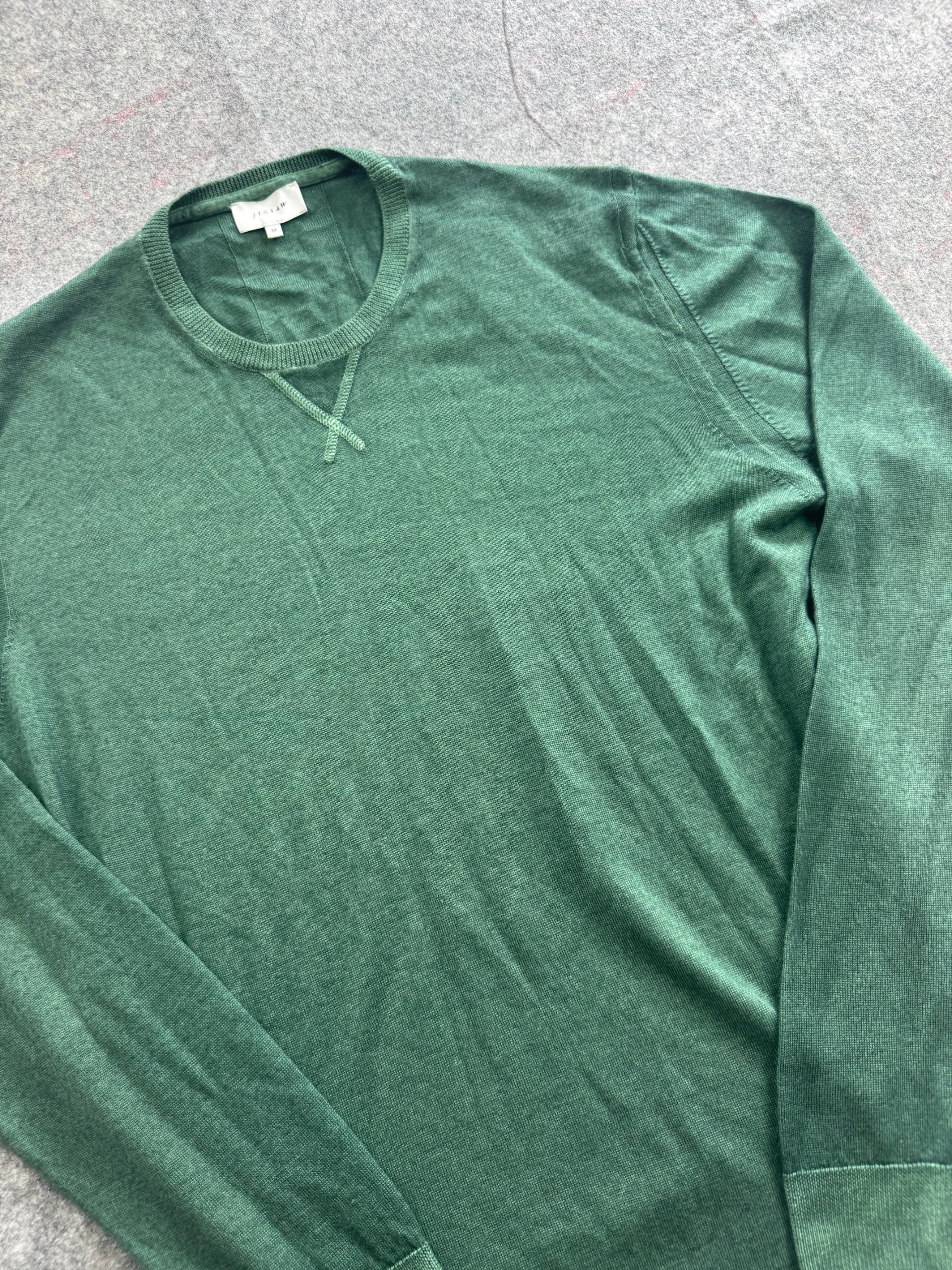 Made in Italy Jigsaw Green 100% Wool crewneck jumper men’s medium image 4