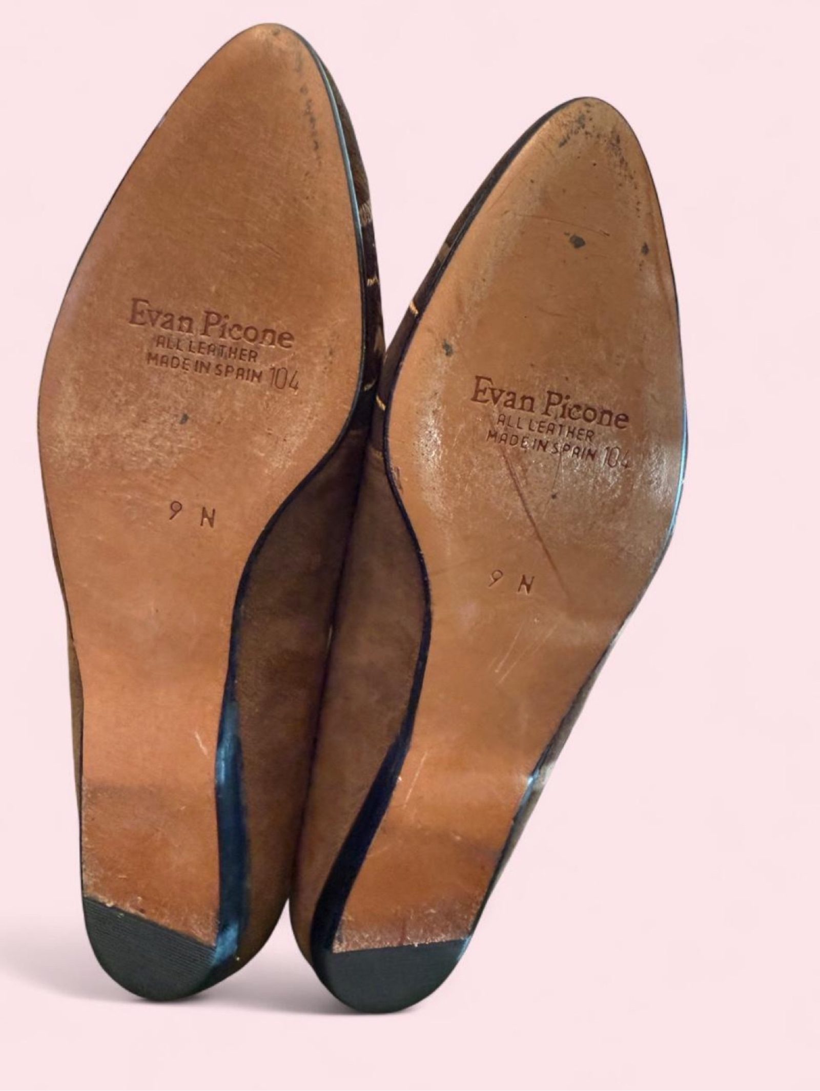 Evan Picone Brown & Beige Embroidered Suede Flats US 9 Narrow image 2