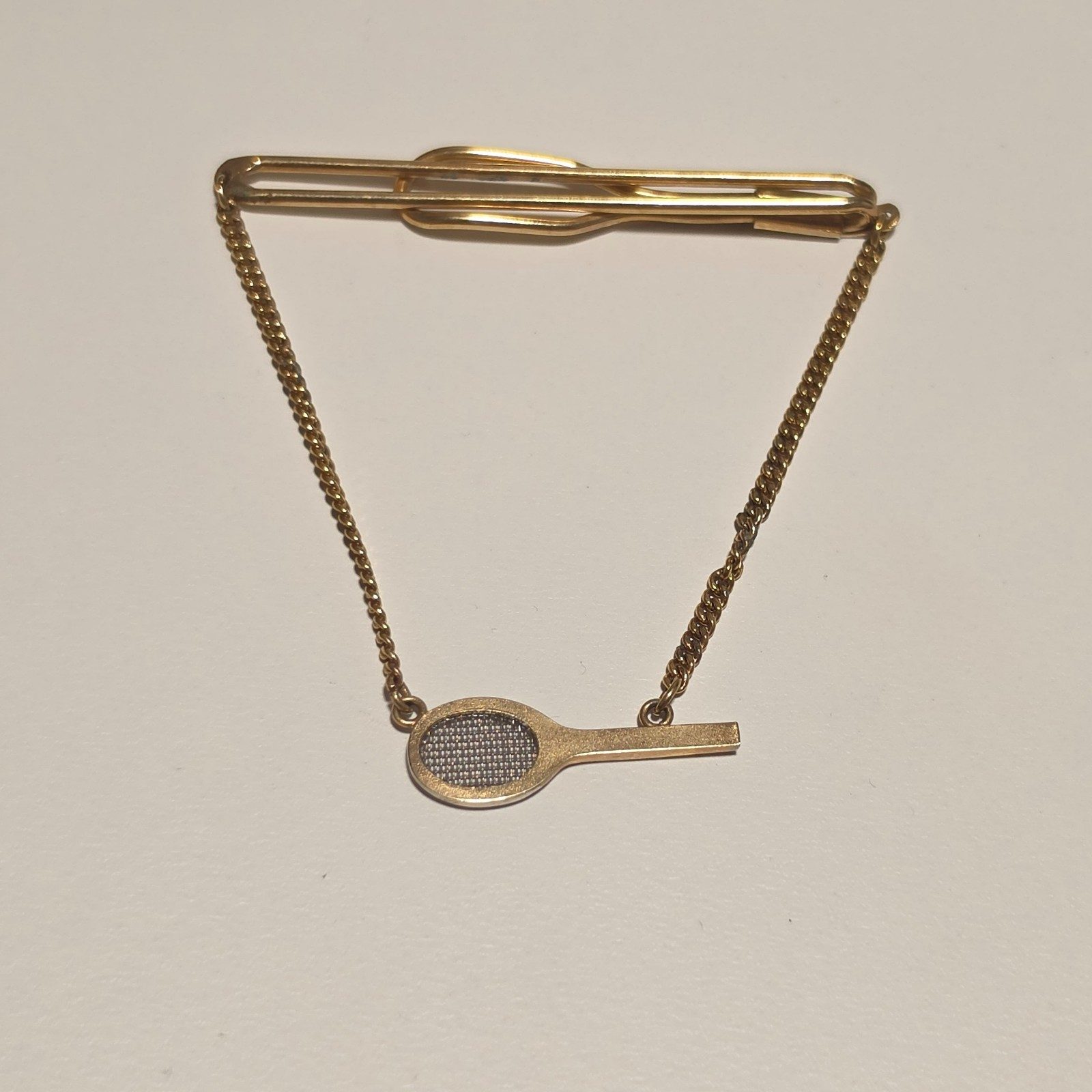 Swank Gold Tone Tennis Racket Tie Clip.b6