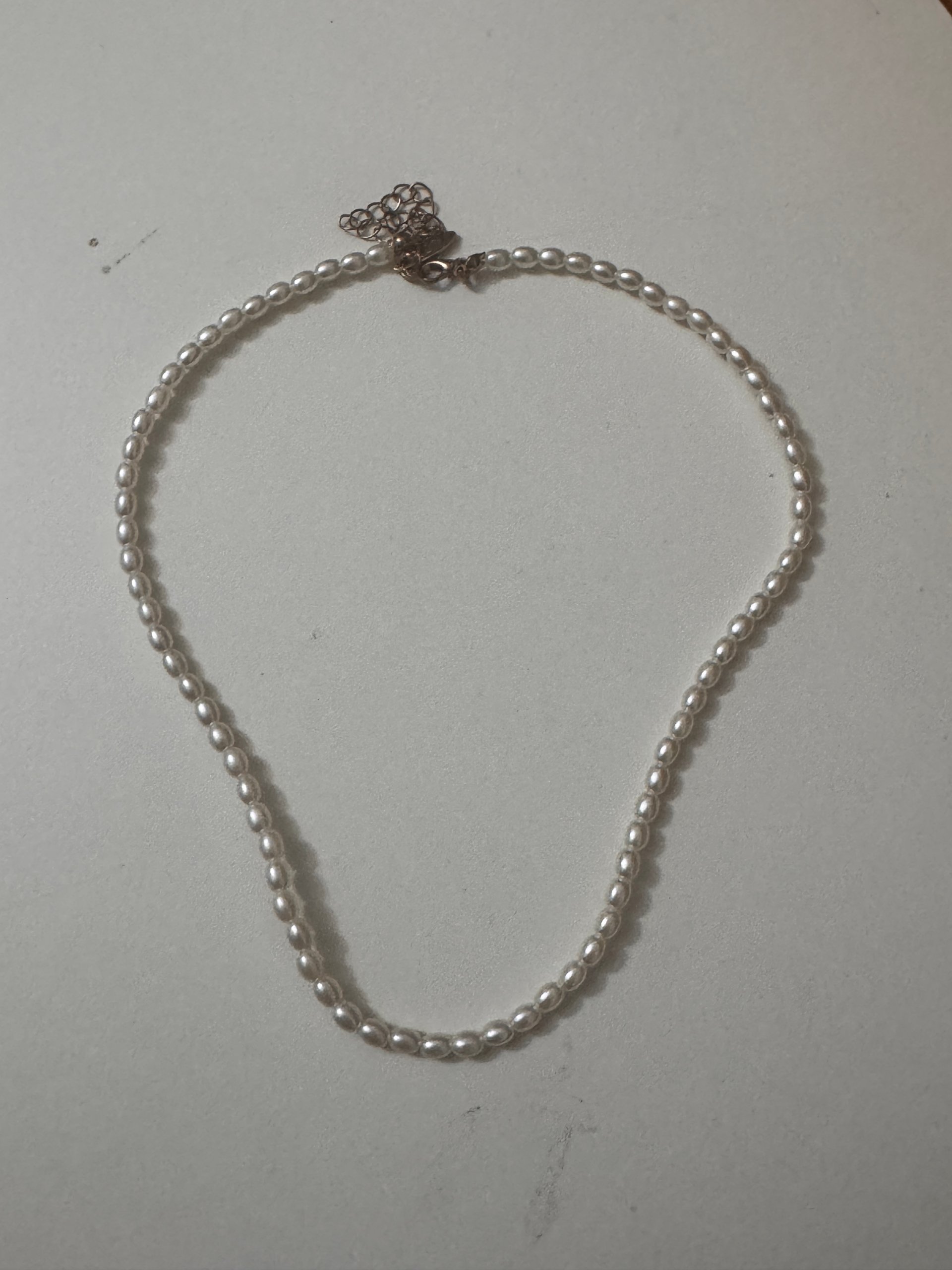 Pearl Bead Necklace White Adjustable Chain Unisex Jewel-Ja-8