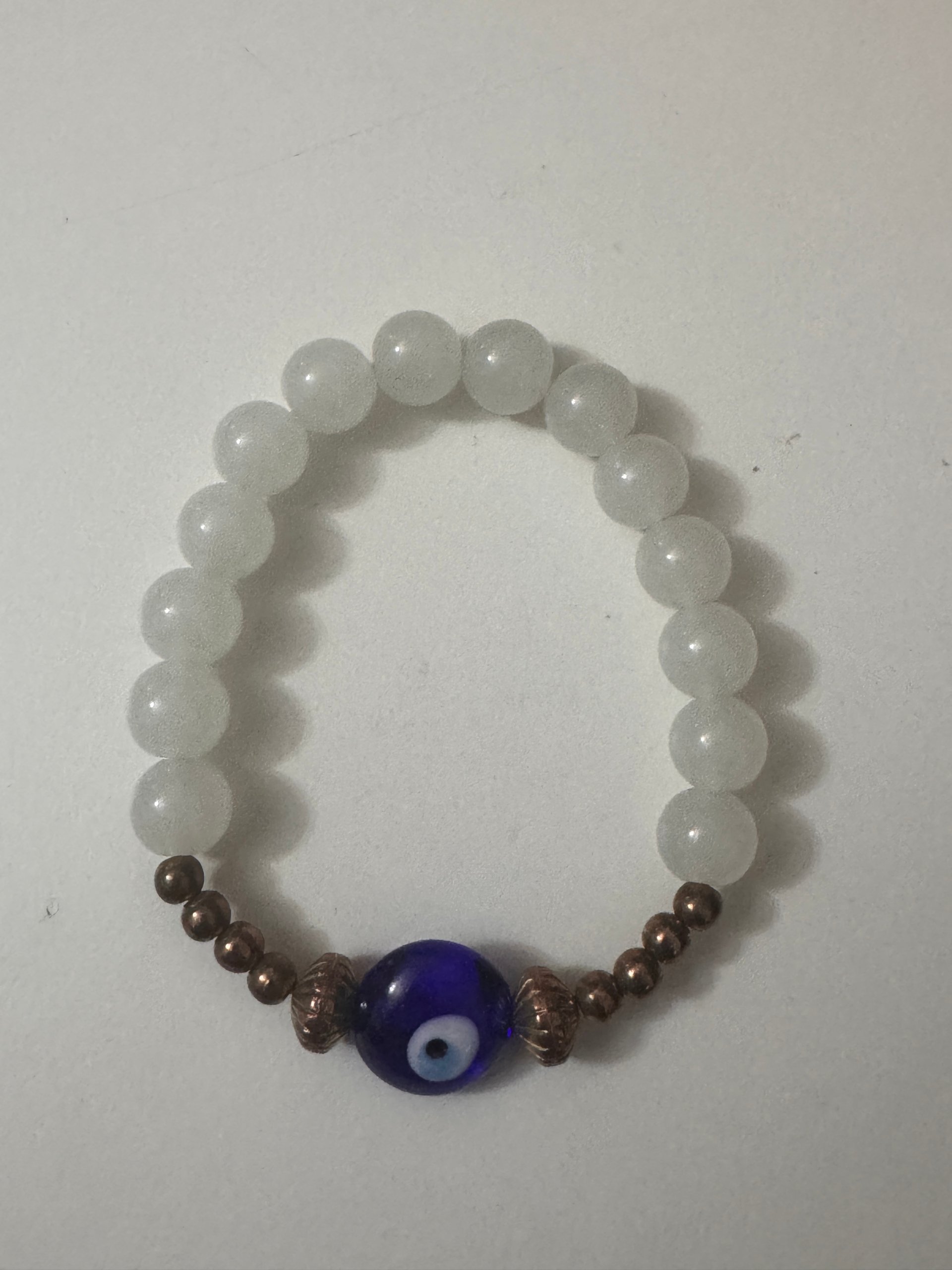 White & Blue Evil Eye Beaded Bracelet Unisex Jewel-Ja-8