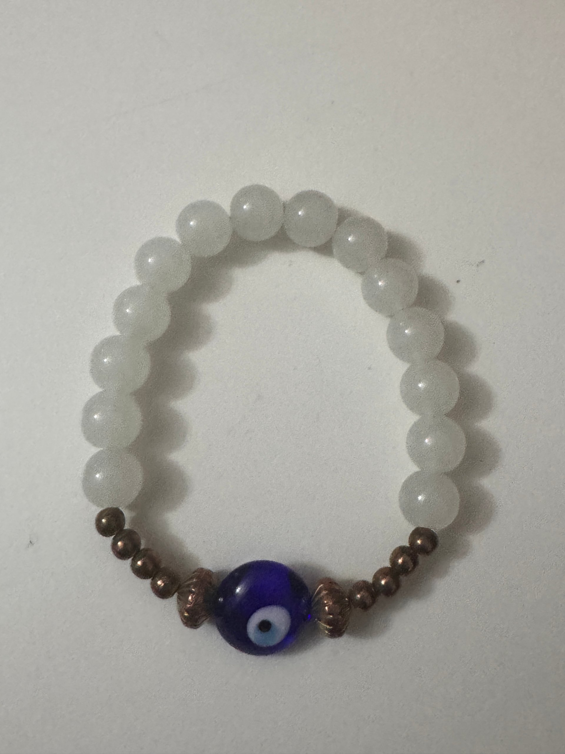 White & Blue Evil Eye Beaded Bracelet Unisex Jewel-Ja-8 image 2