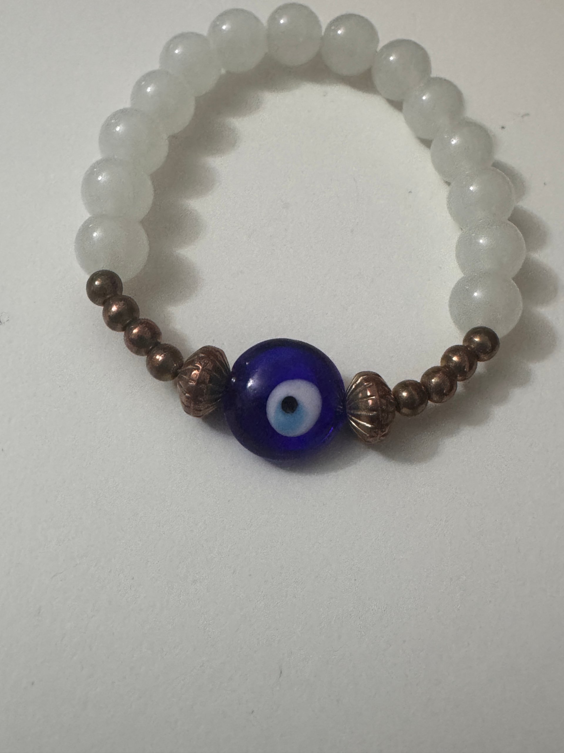 White & Blue Evil Eye Beaded Bracelet Unisex Jewel-Ja-8 image 3