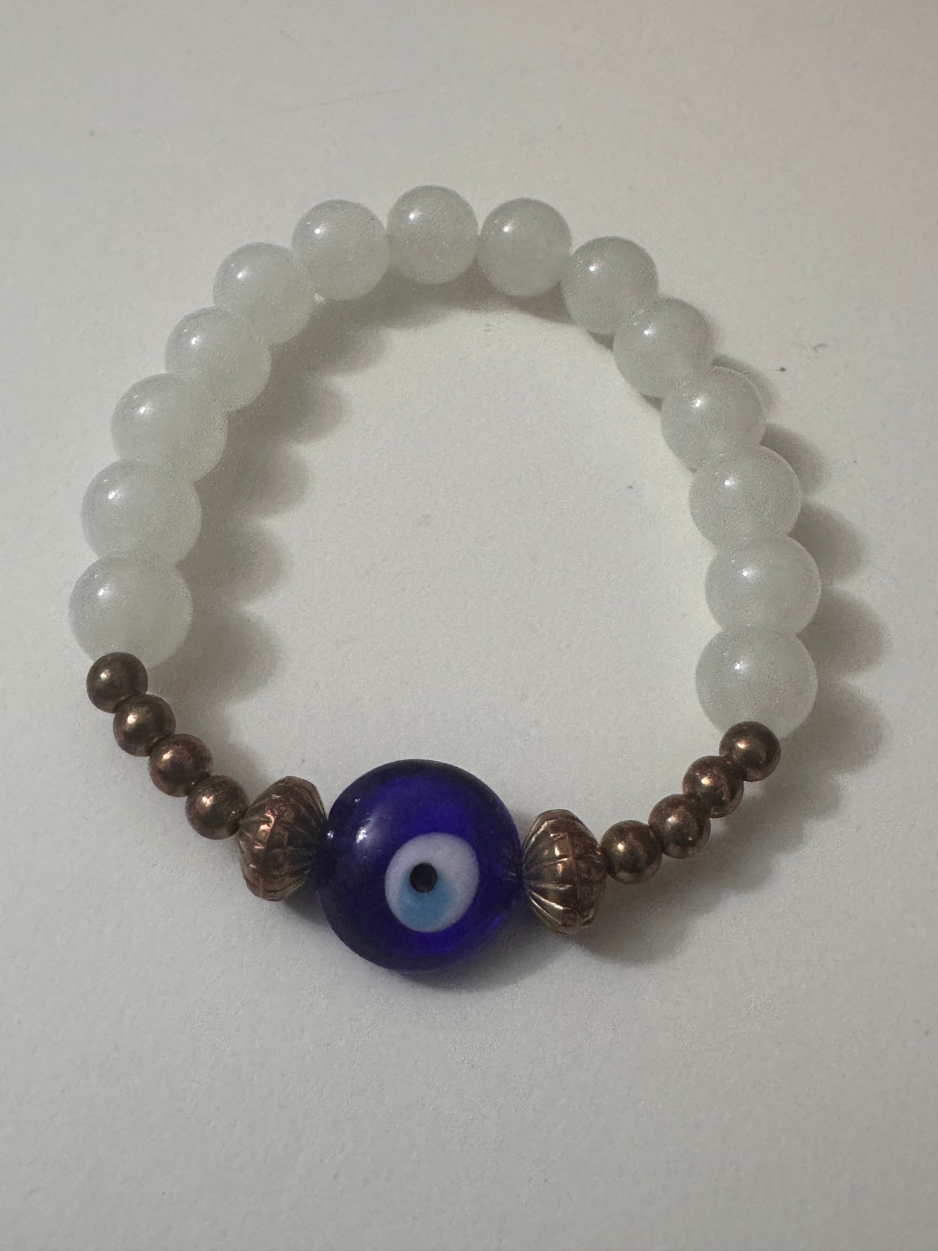 White & Blue Evil Eye Beaded Bracelet Unisex Jewel-Ja-8 image 4