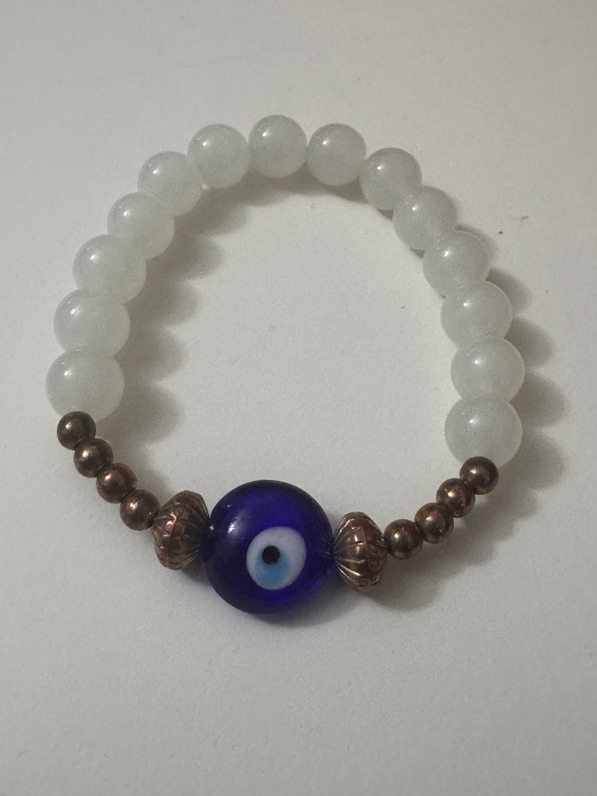 White & Blue Evil Eye Beaded Bracelet Unisex Jewel-Ja-8 image 5