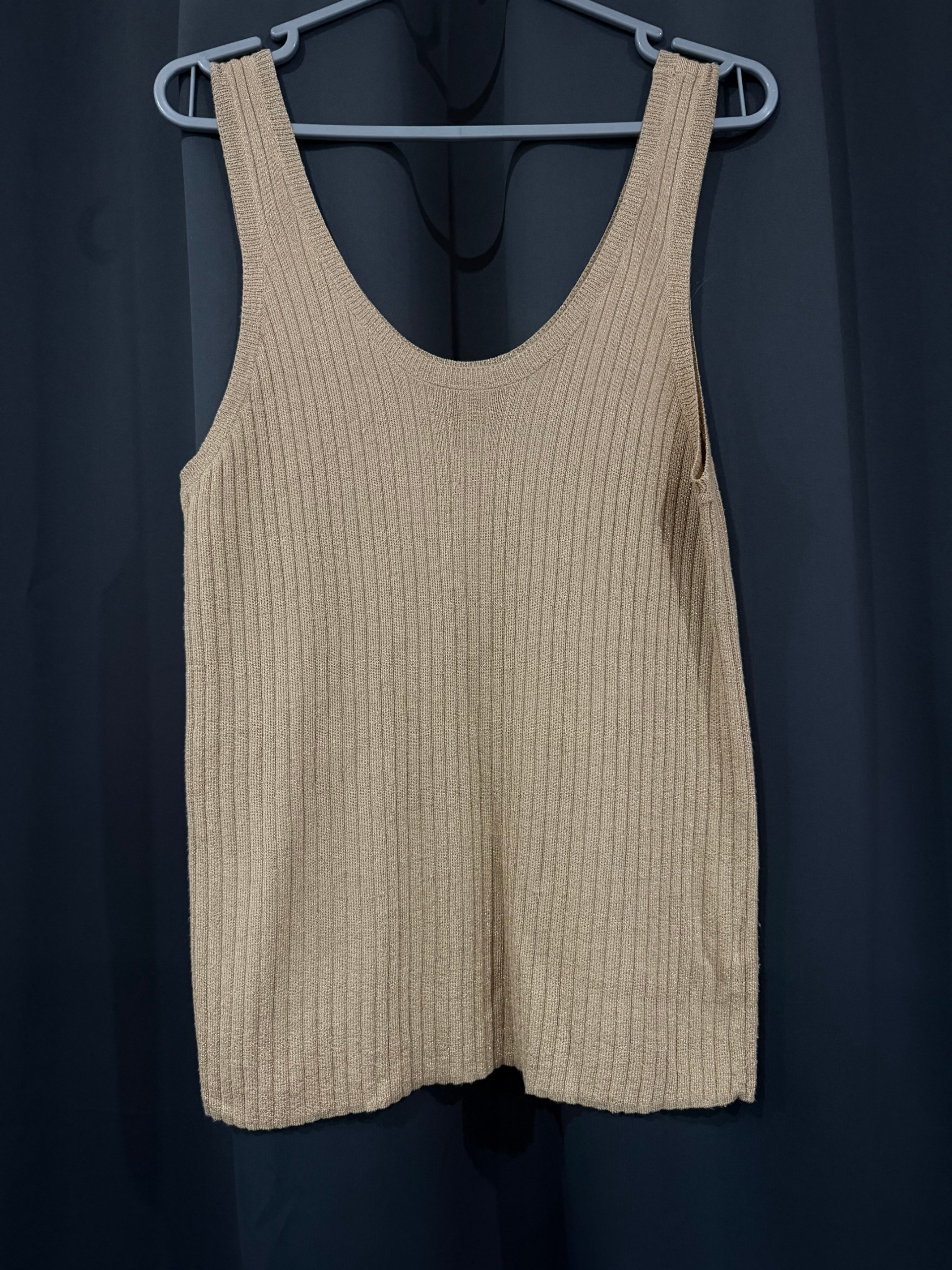 Unbranded Beige Ribbed Knit Tank Top One Size
