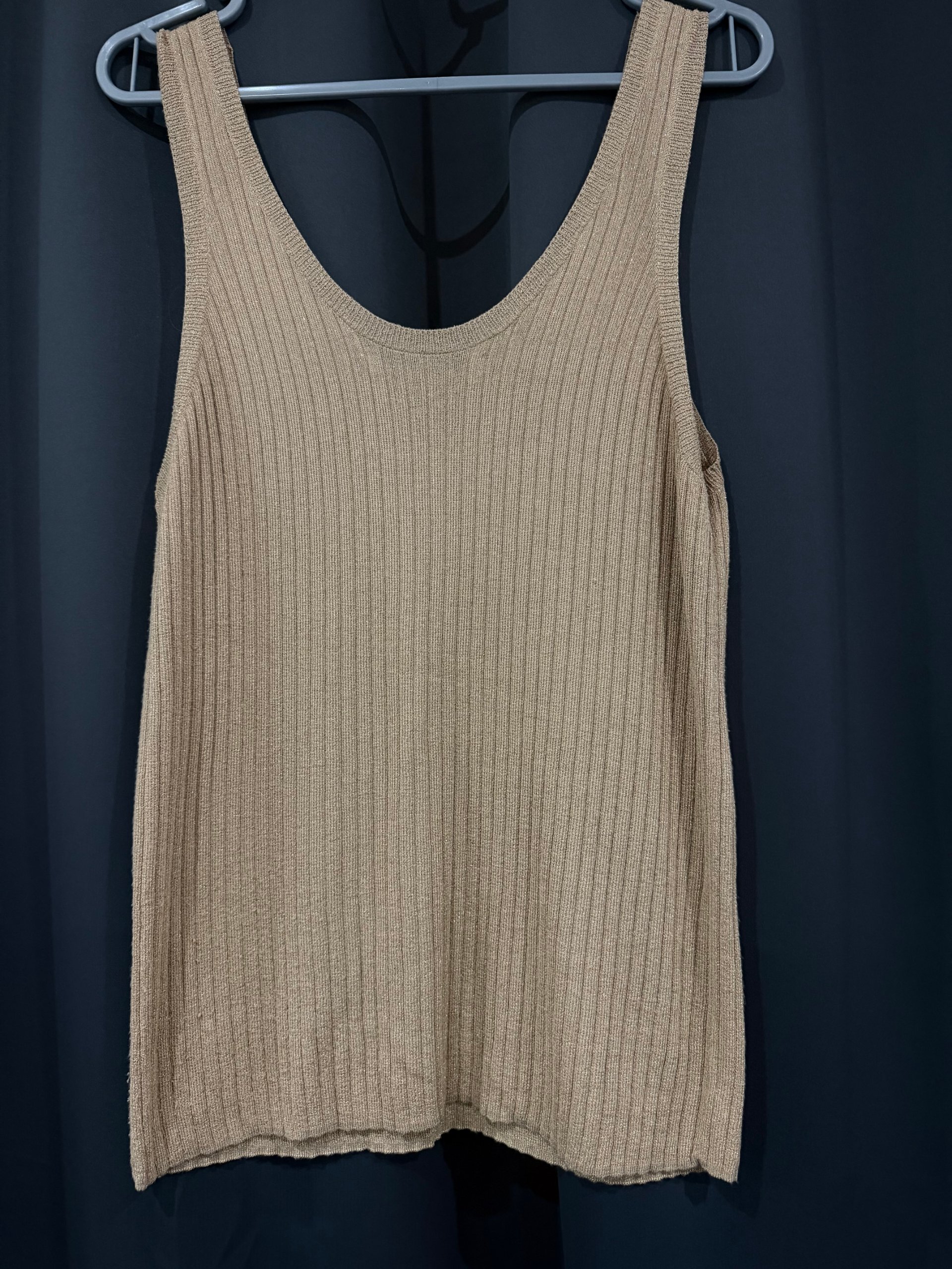 Unbranded Beige Ribbed Knit Tank Top One Size image 3