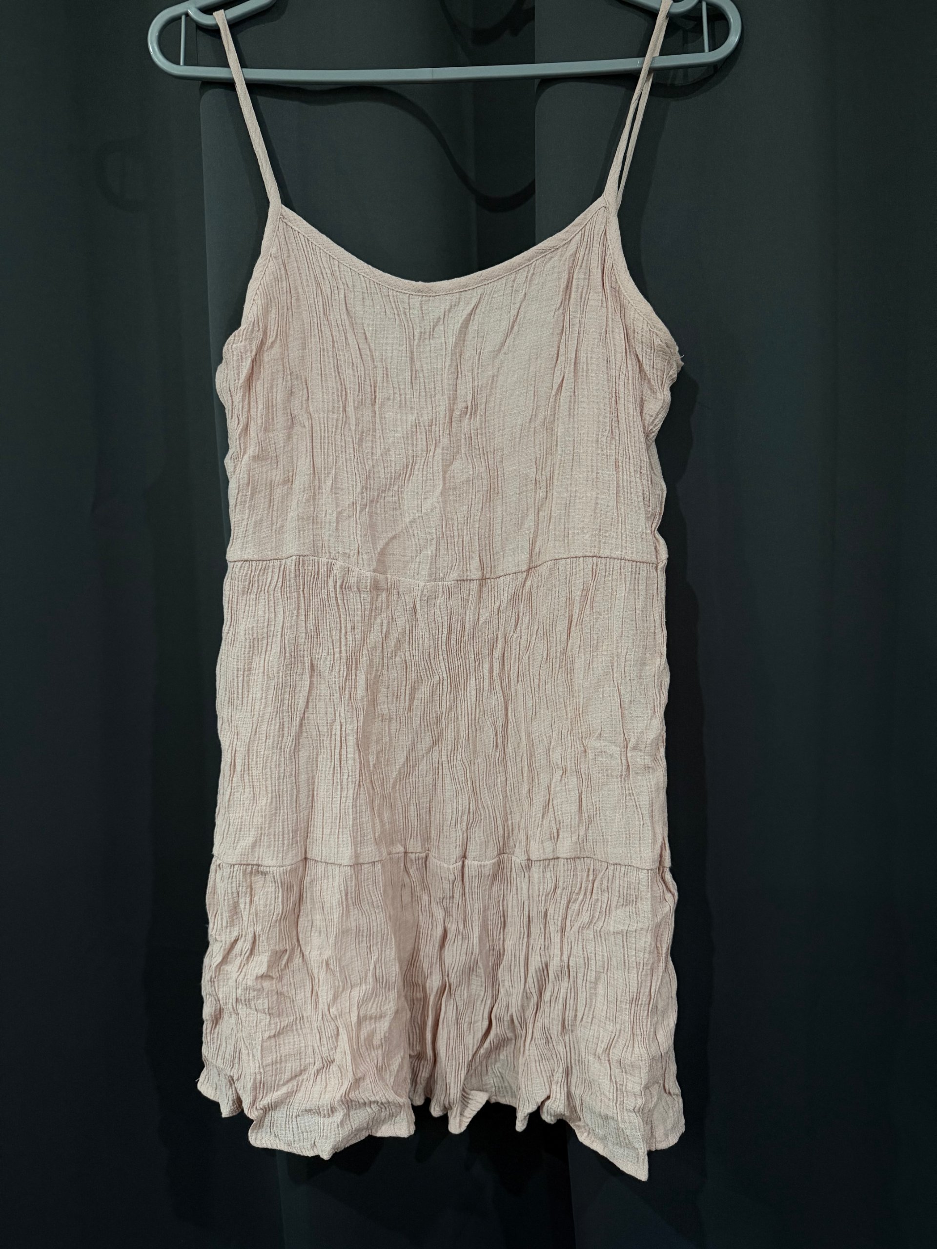 H&M Pink Crinkled Strappy Dress UK 10