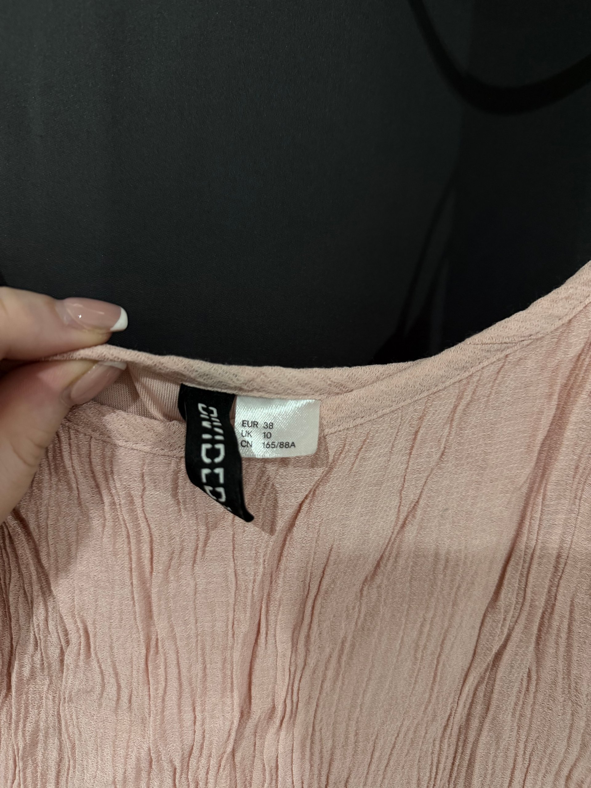 H&M Pink Crinkled Strappy Dress UK 10 image 2