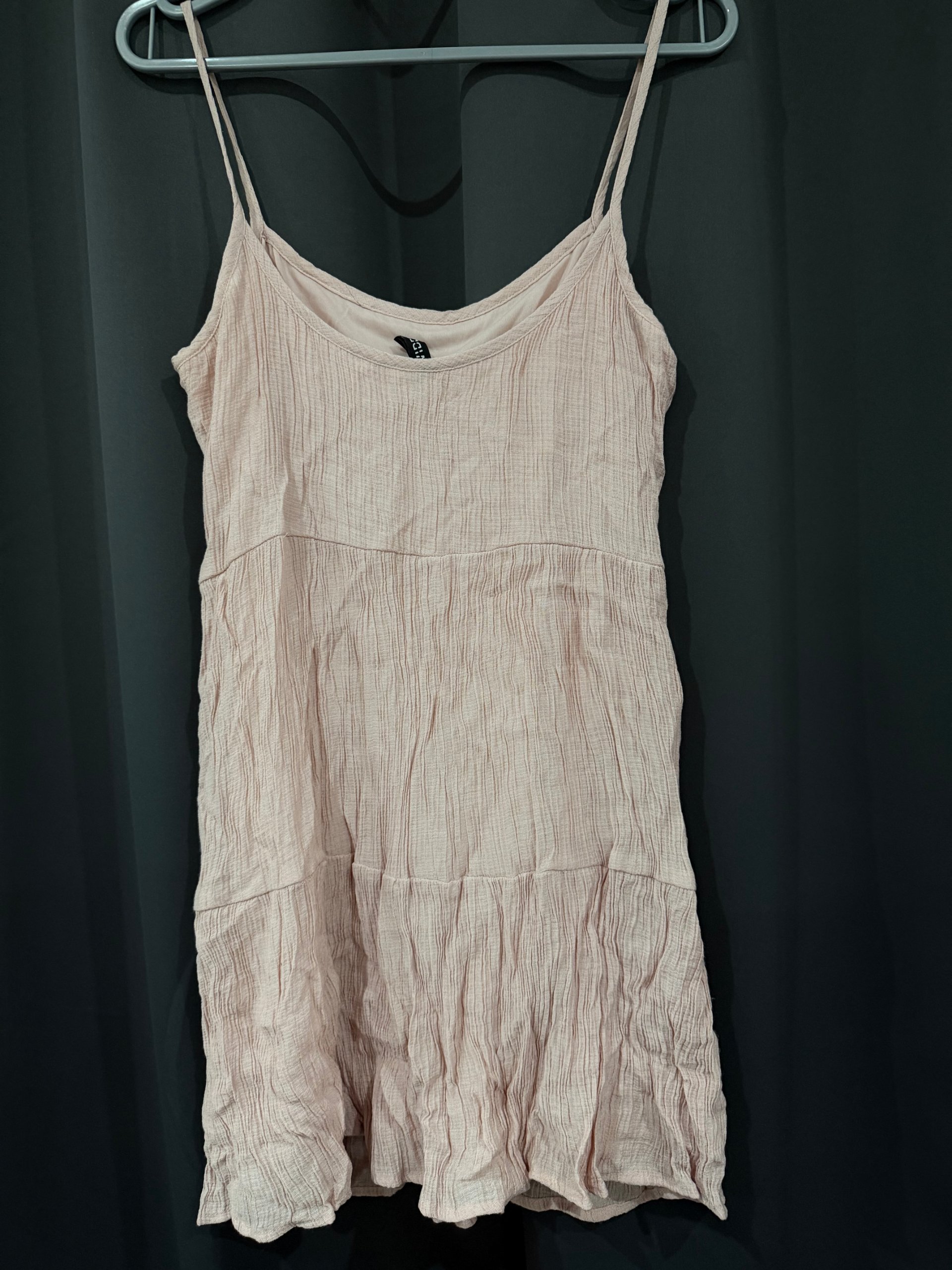 H&M Pink Crinkled Strappy Dress UK 10 image 3