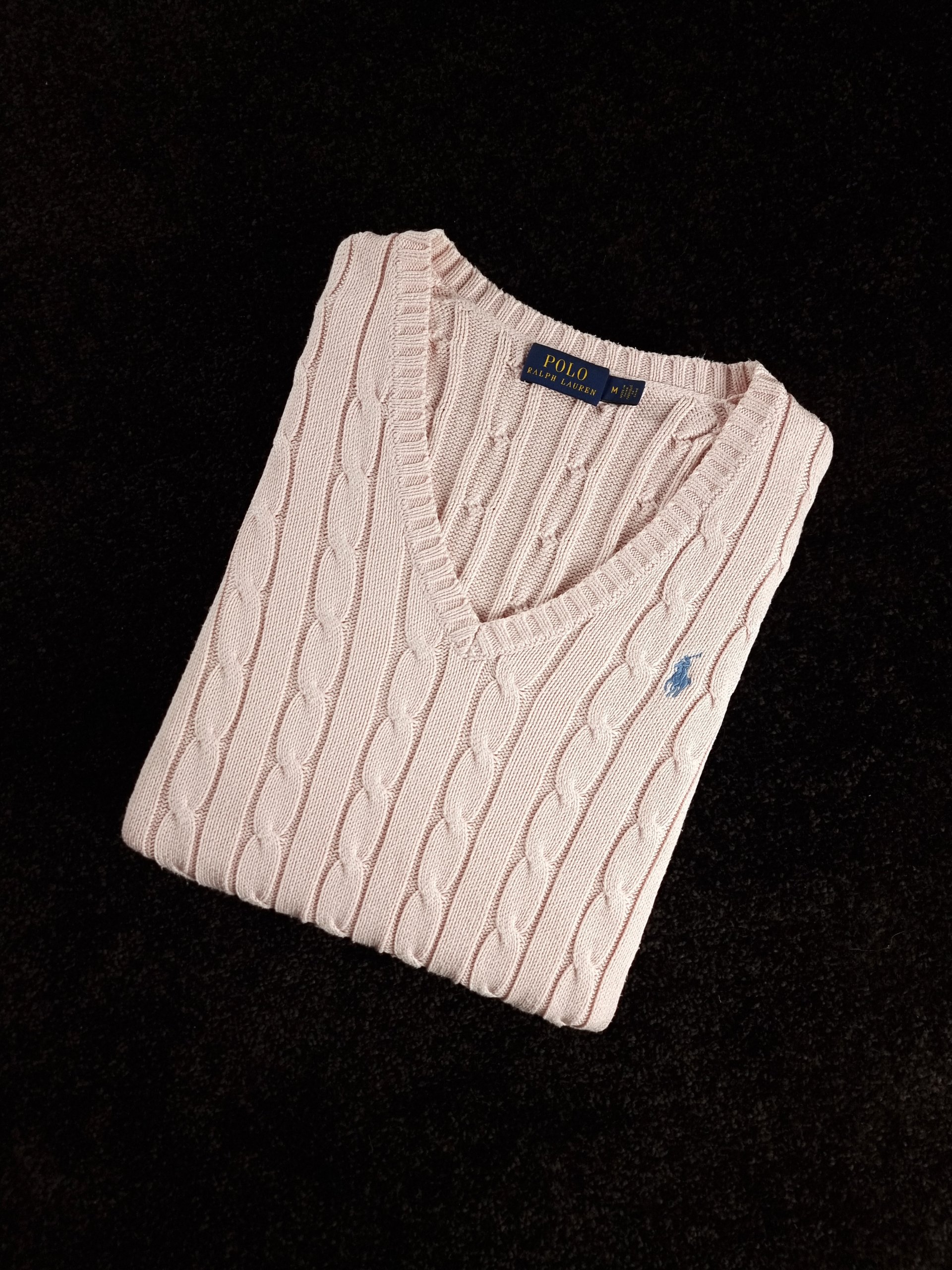 Sweater Cable Knit Polo Ralph Lauren Women's M Pink