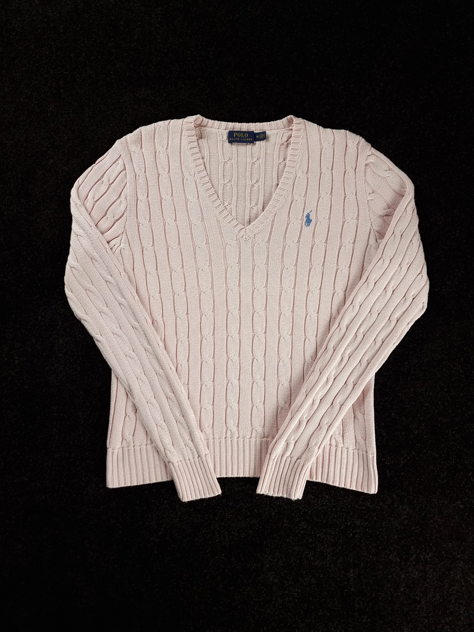 Sweater Cable Knit Polo Ralph Lauren Women's M Pink image 2