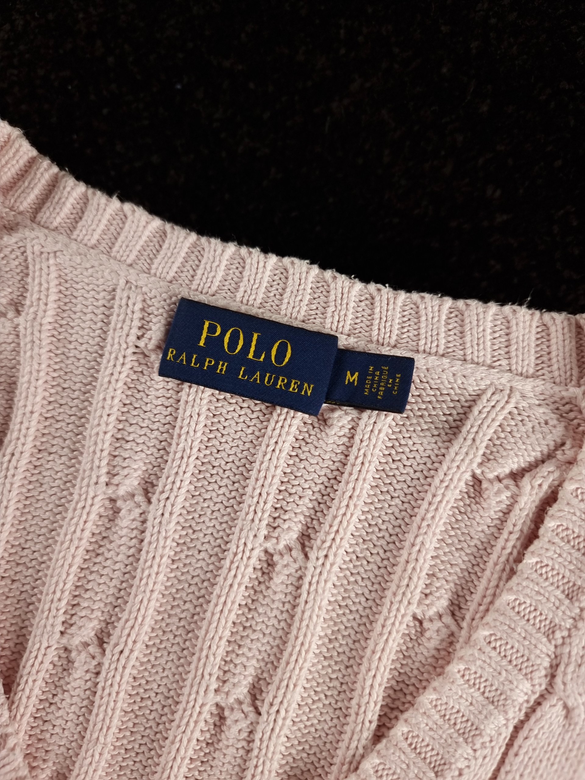 Sweater Cable Knit Polo Ralph Lauren Women's M Pink image 3