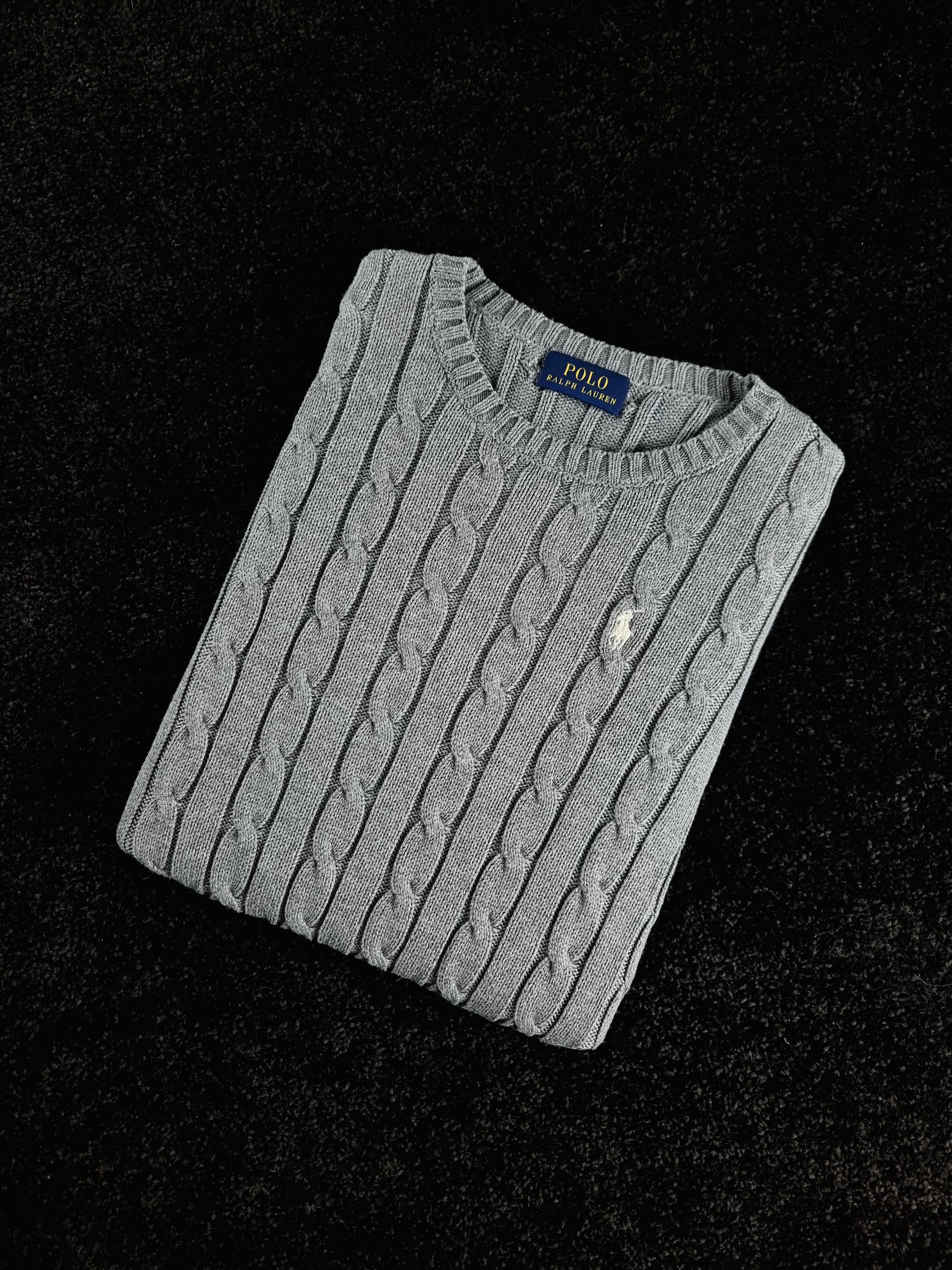 Sweater Cable Knit Polo Ralph Lauren Women's XS Grey