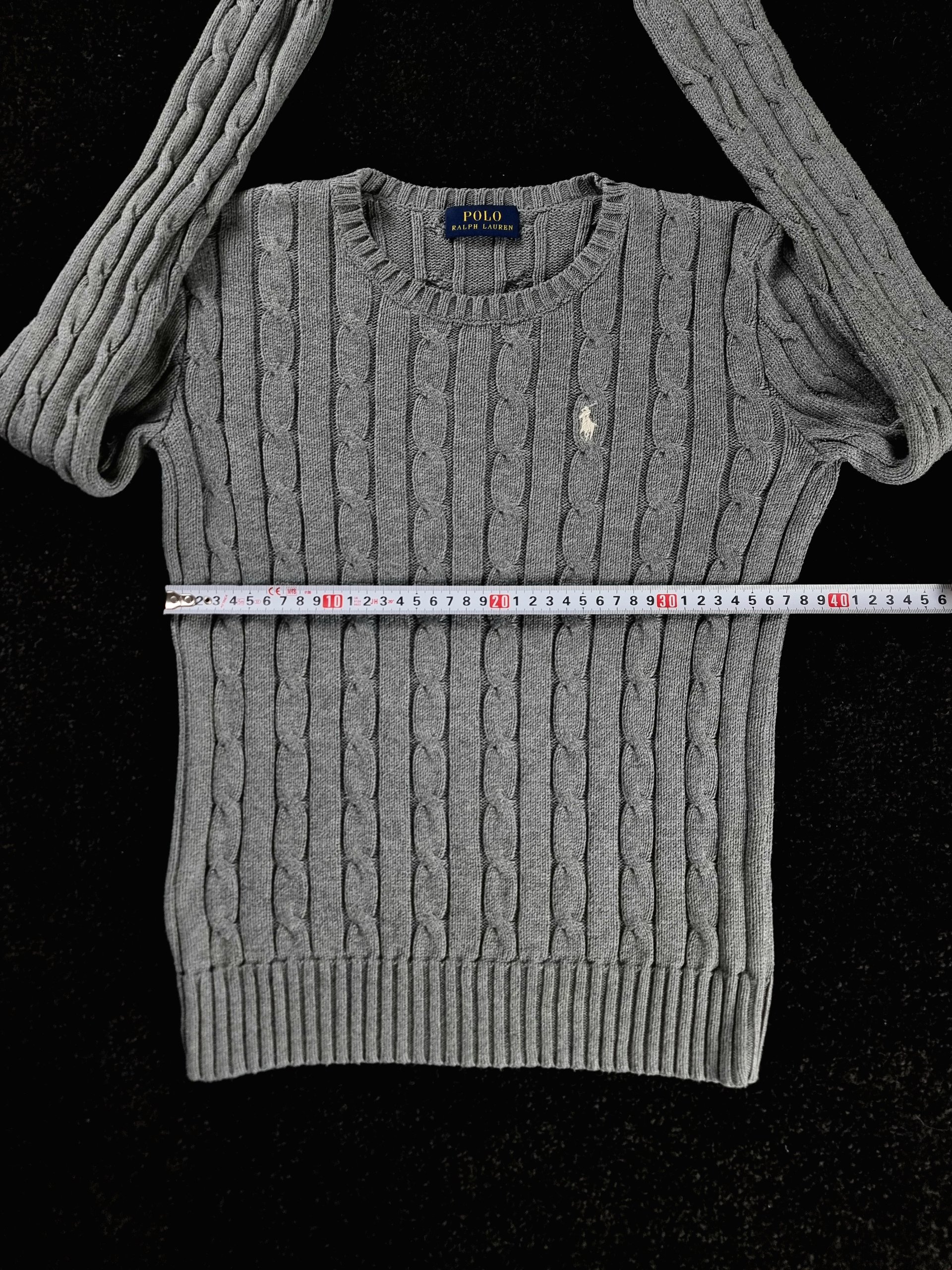 Sweater Cable Knit Polo Ralph Lauren Women's XS Grey image 9