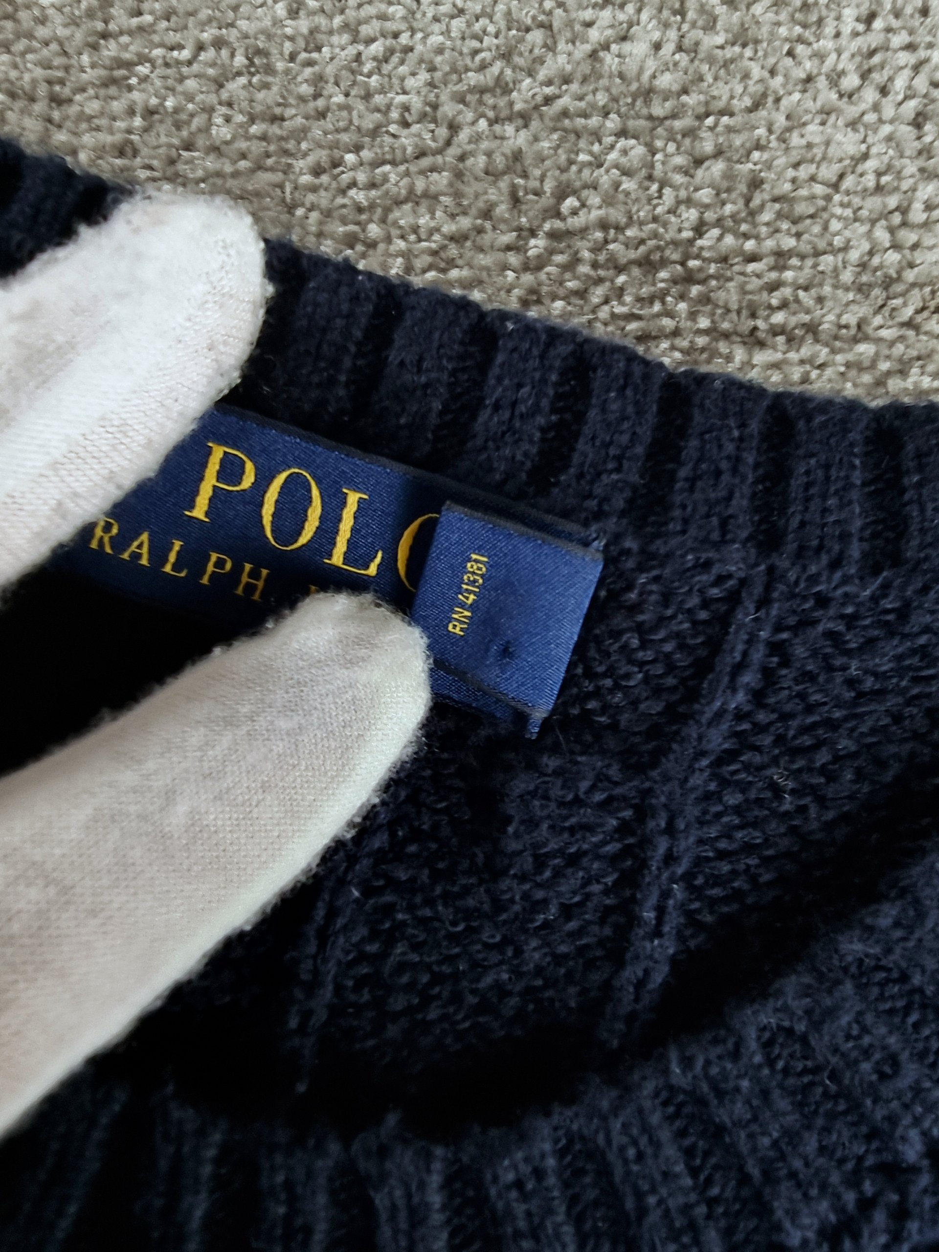 Sweater Cable Knit Polo Ralph Lauren Men L Blue Navy image 4