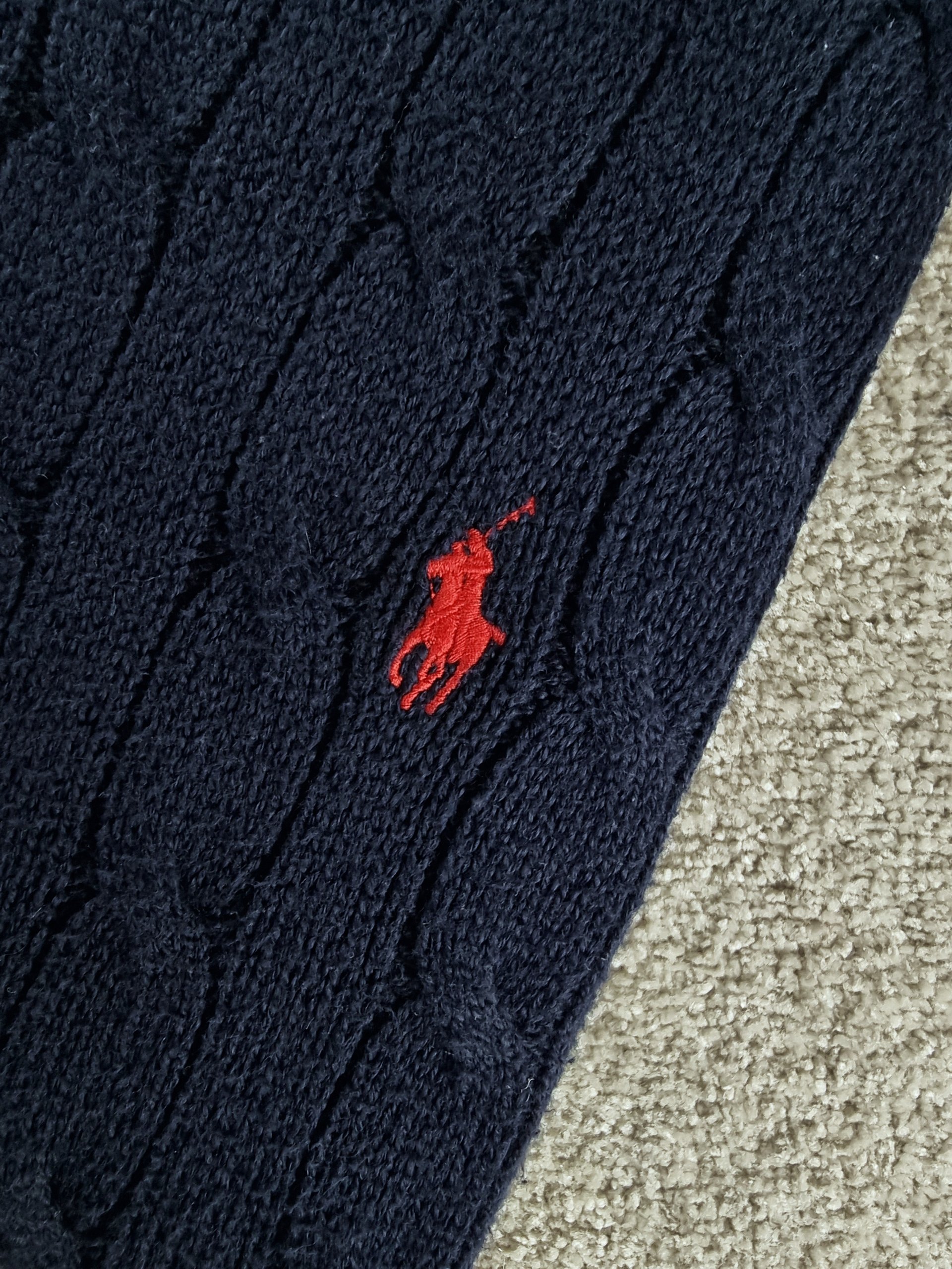 Sweater Cable Knit Polo Ralph Lauren Men L Blue Navy image 5