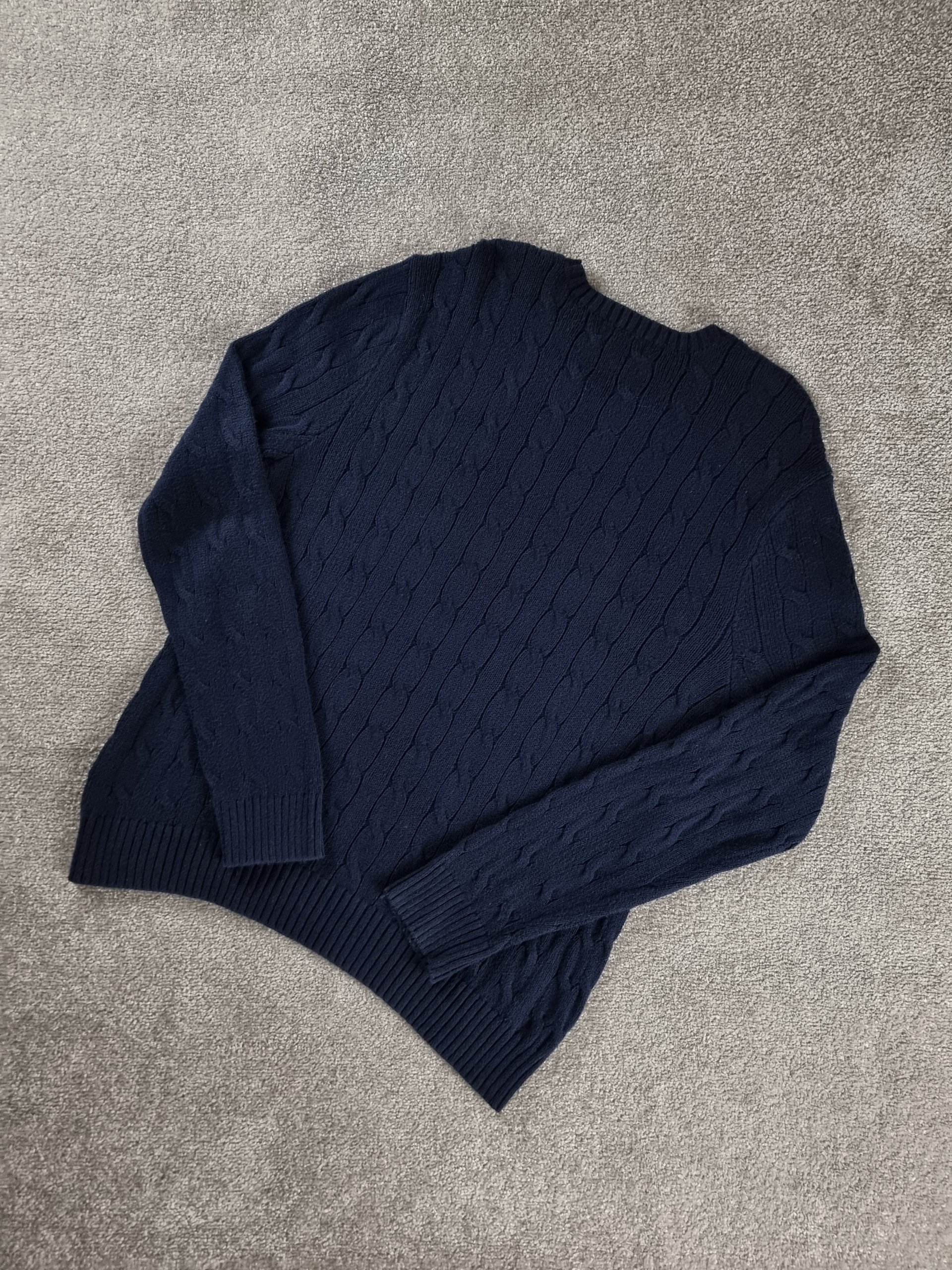 Sweater Cable Knit Polo Ralph Lauren Men L Blue Navy image 6