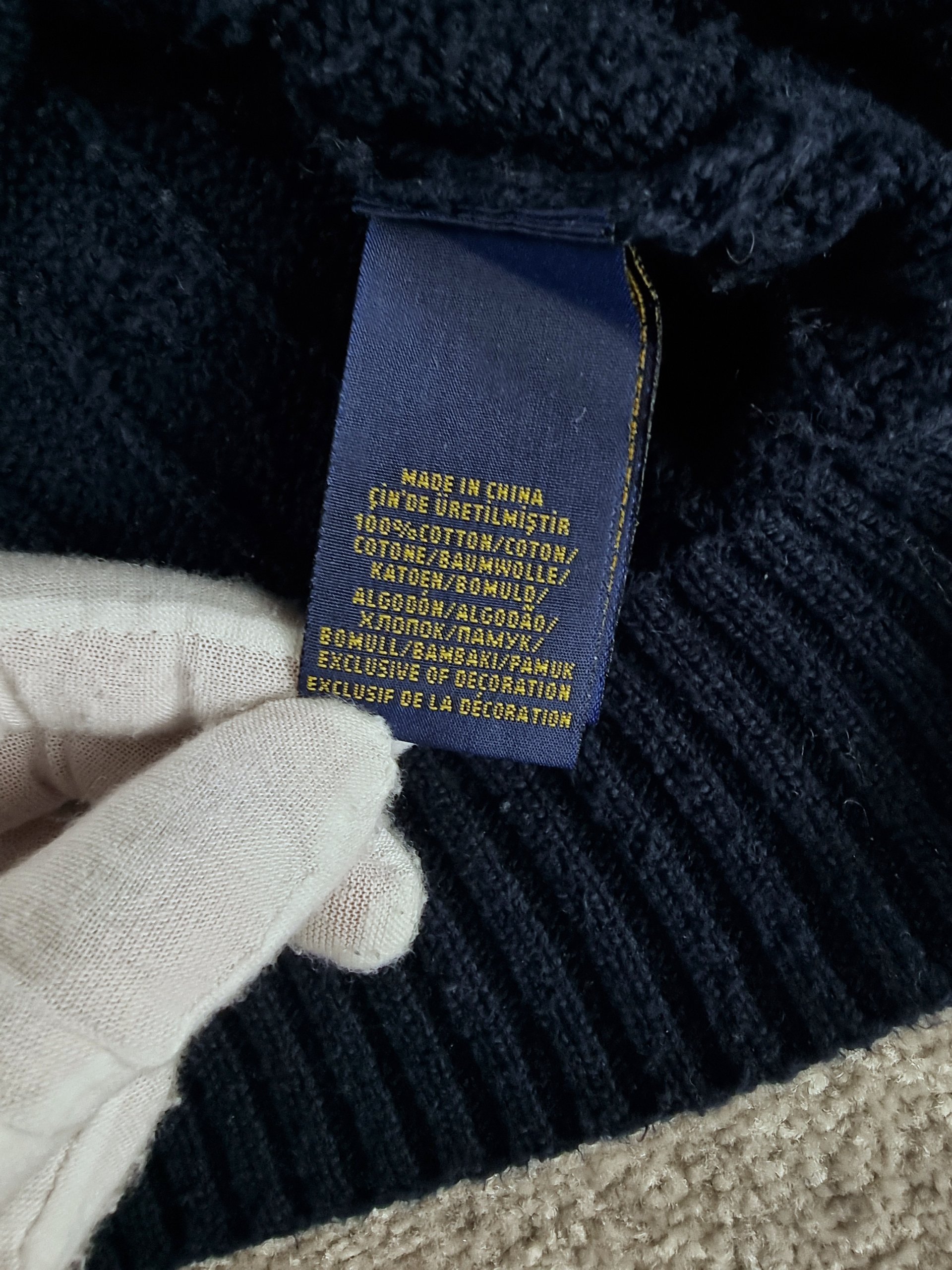 Sweater Cable Knit Polo Ralph Lauren Men L Blue Navy image 7