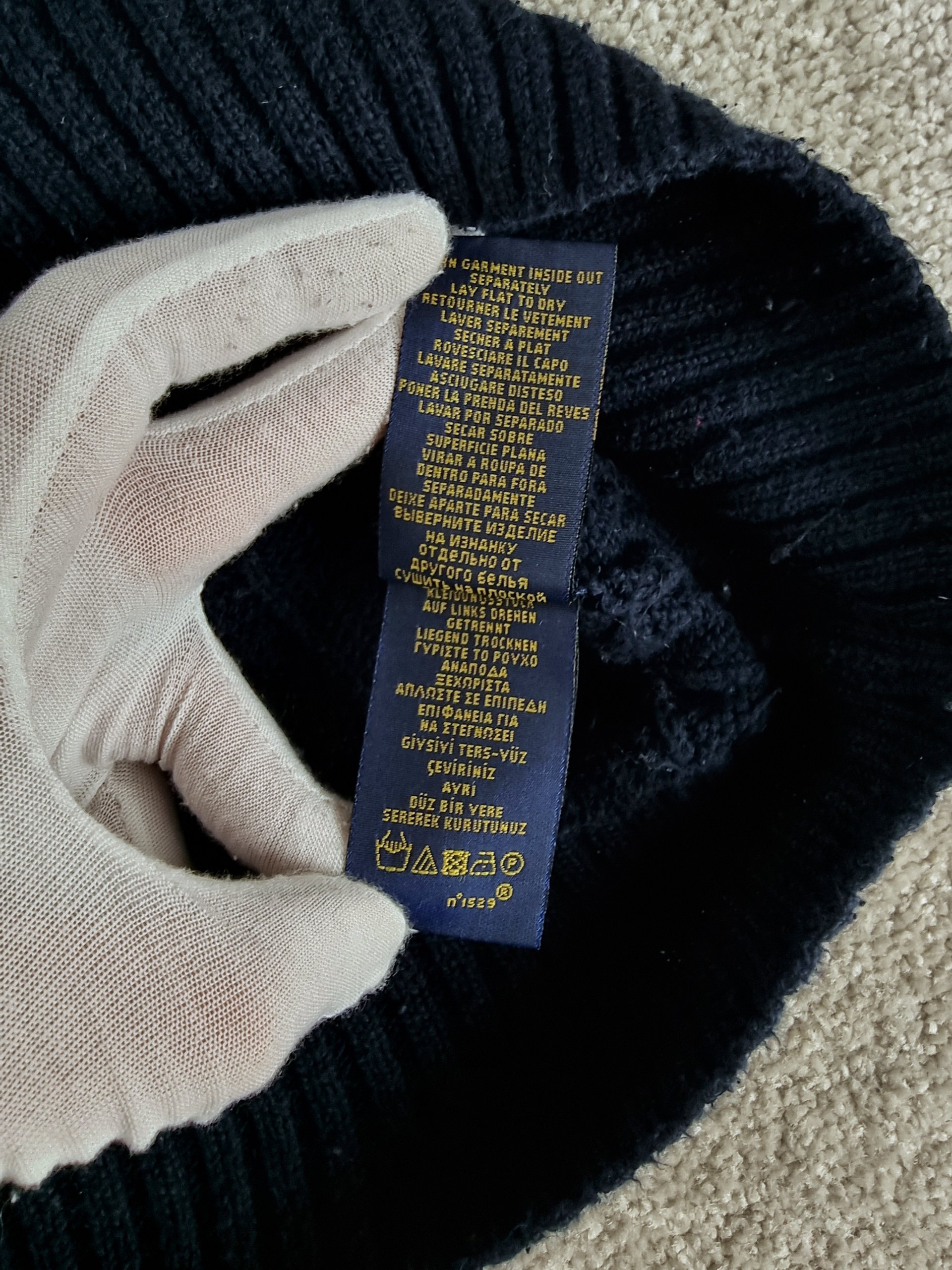 Sweater Cable Knit Polo Ralph Lauren Men L Blue Navy image 8