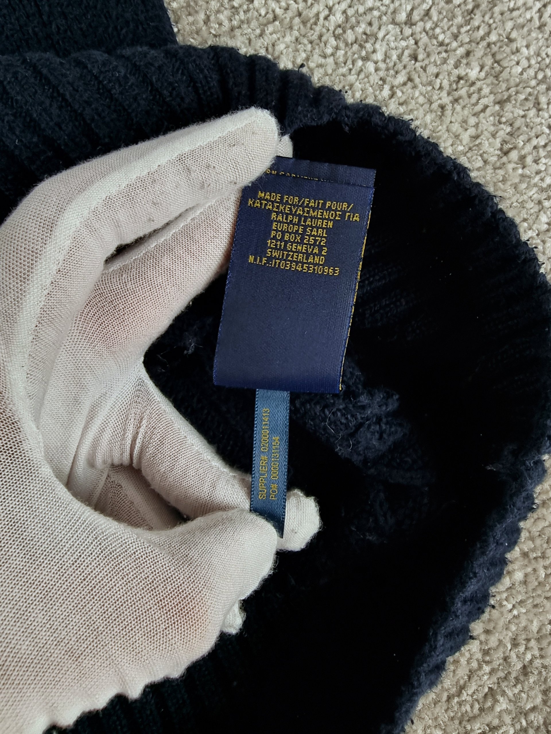 Sweater Cable Knit Polo Ralph Lauren Men L Blue Navy image 9