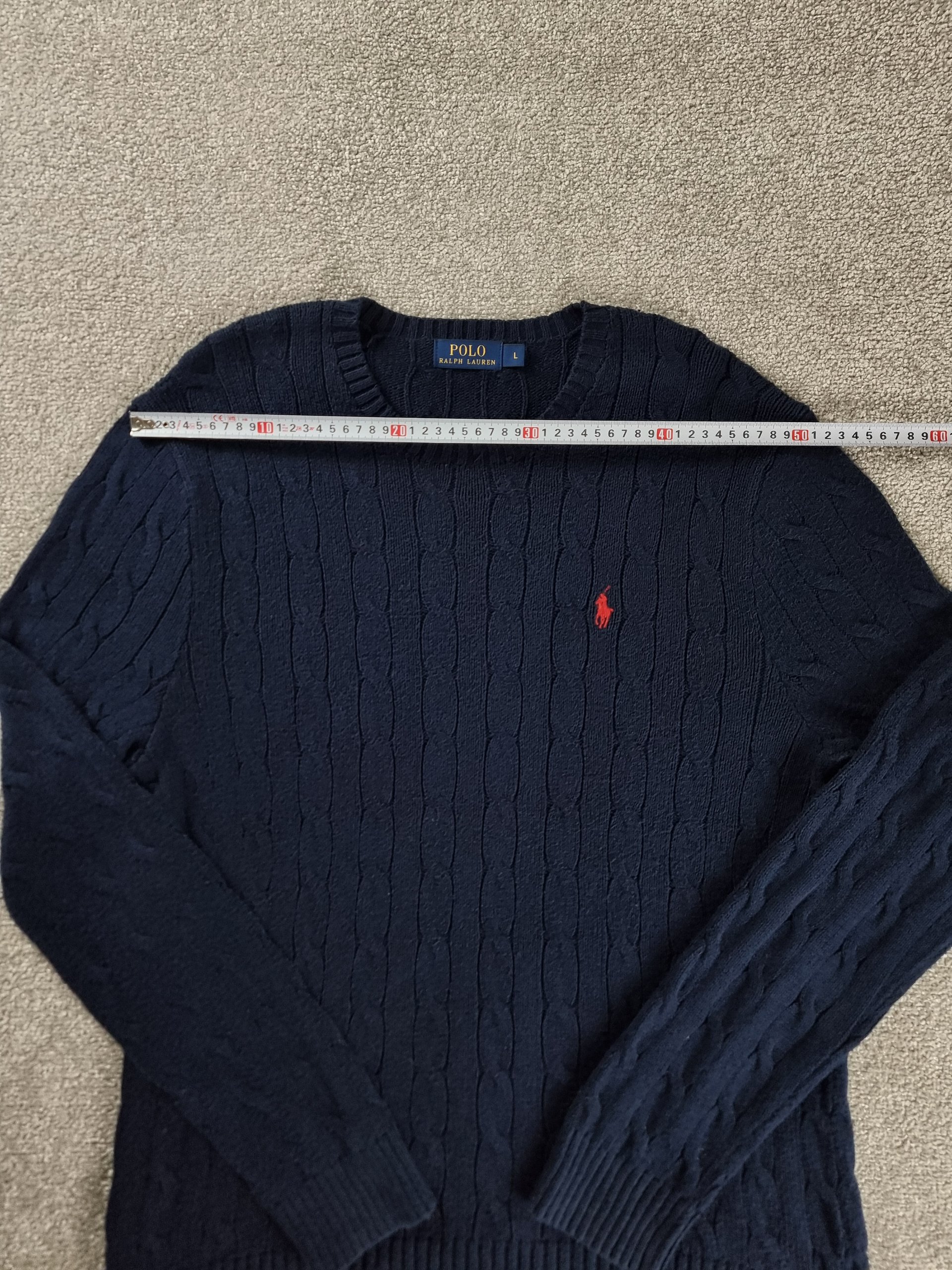 Sweater Cable Knit Polo Ralph Lauren Men L Blue Navy image 10