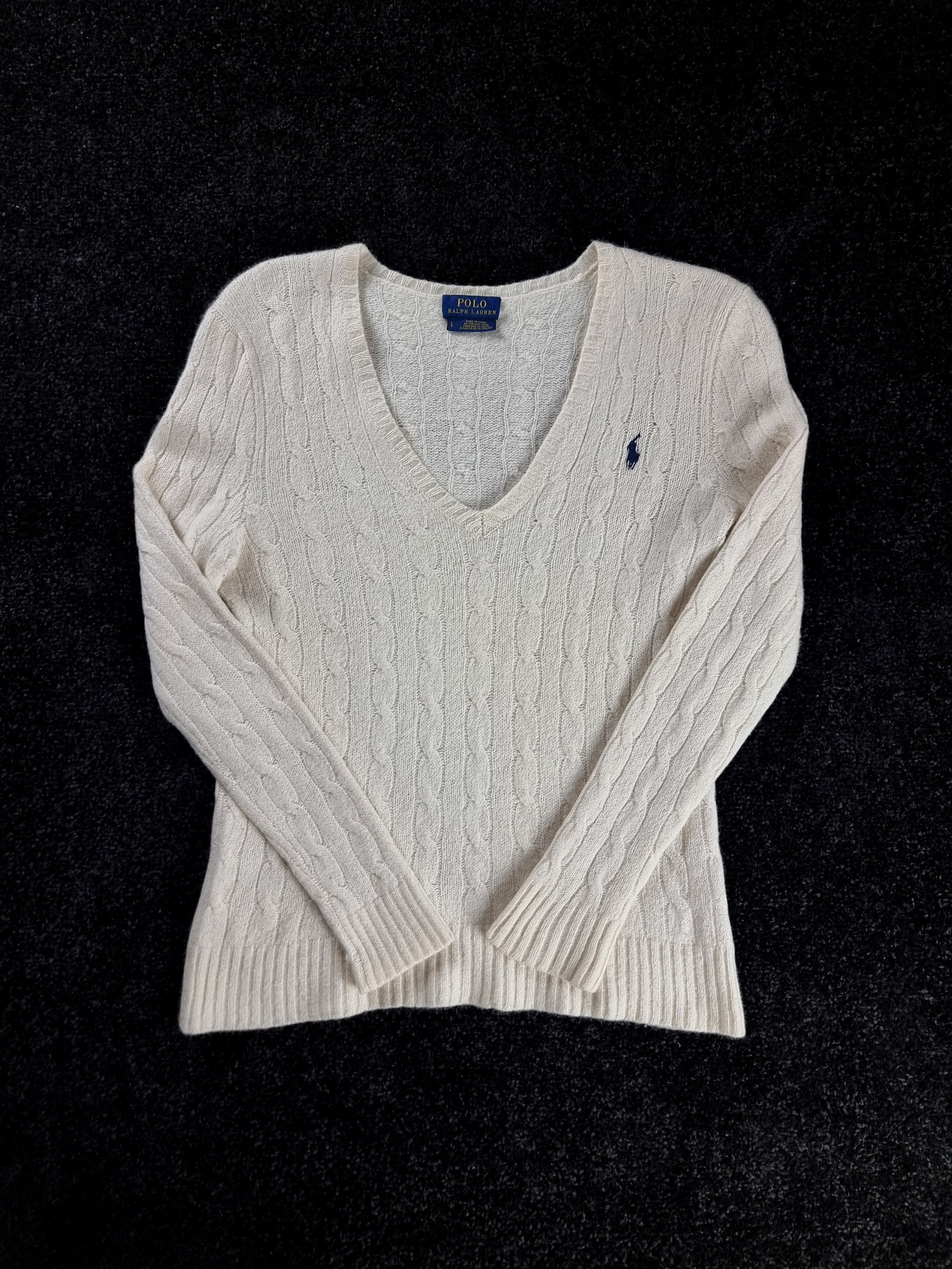Sweater Cable Knit Polo Ralph Lauren Women's S White image 2