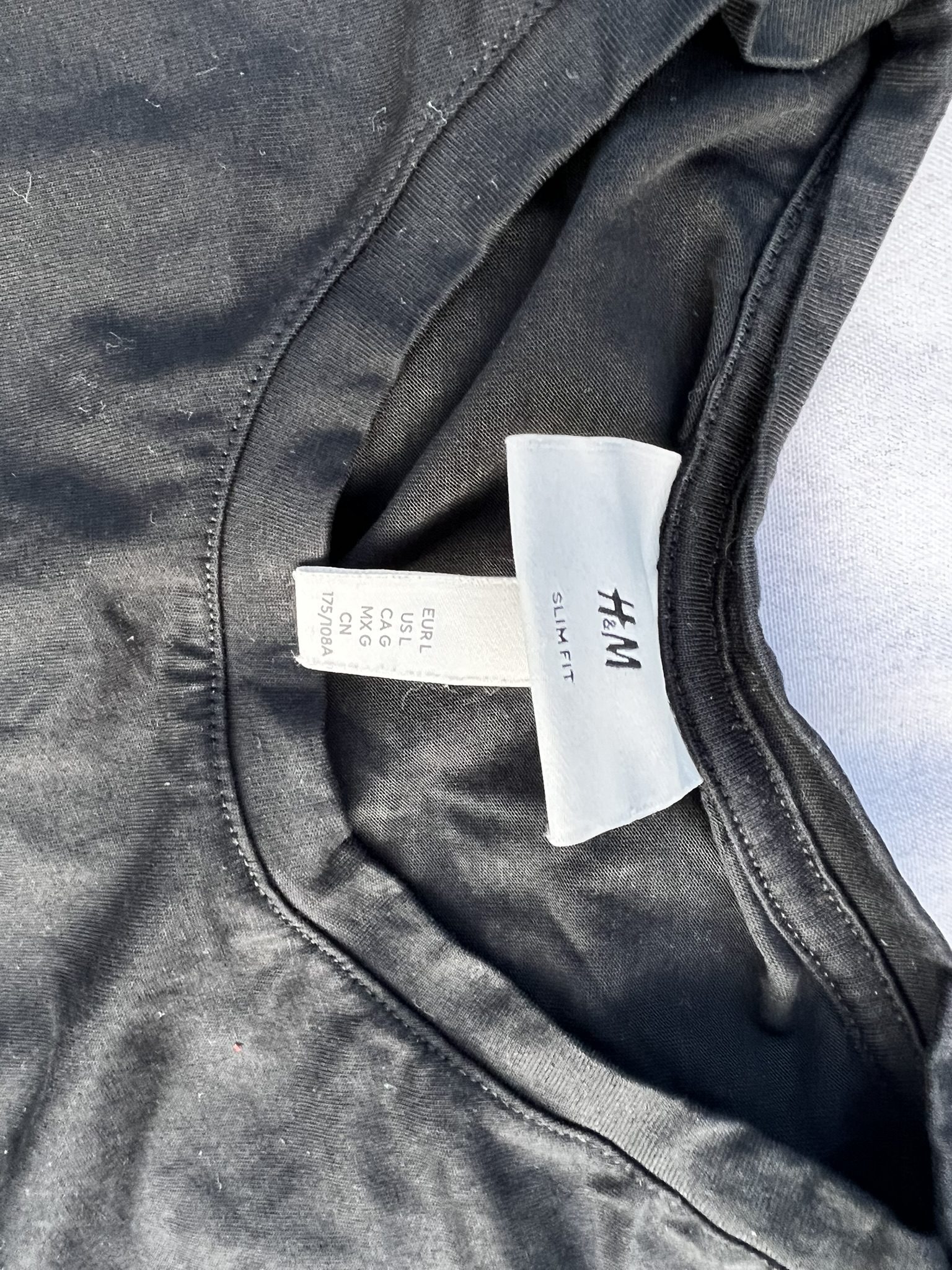 H&M Black Slim Fit T-Shirt Large image 2