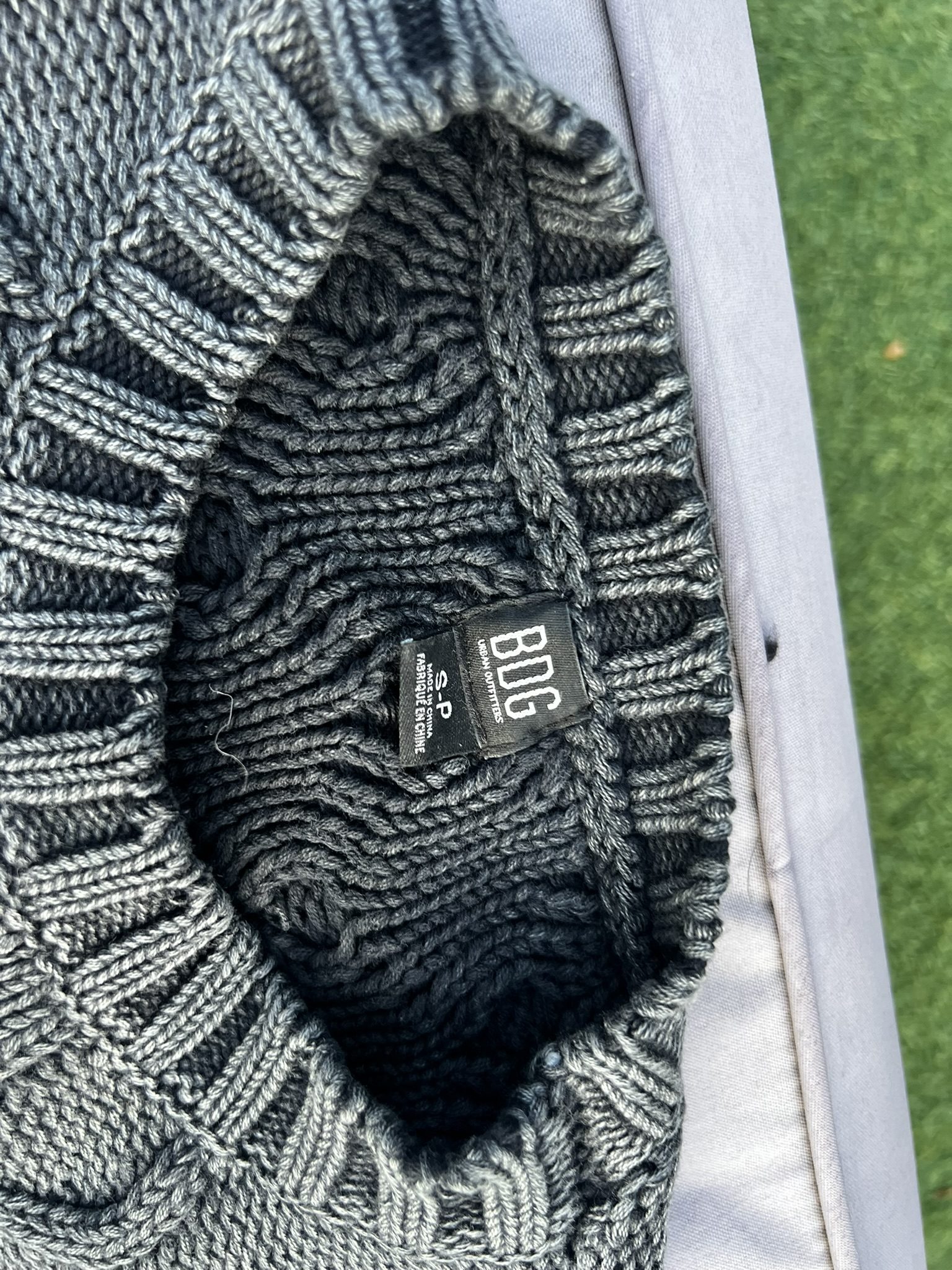 BDG Black & Grey Cable Knit Sweater Small image 3