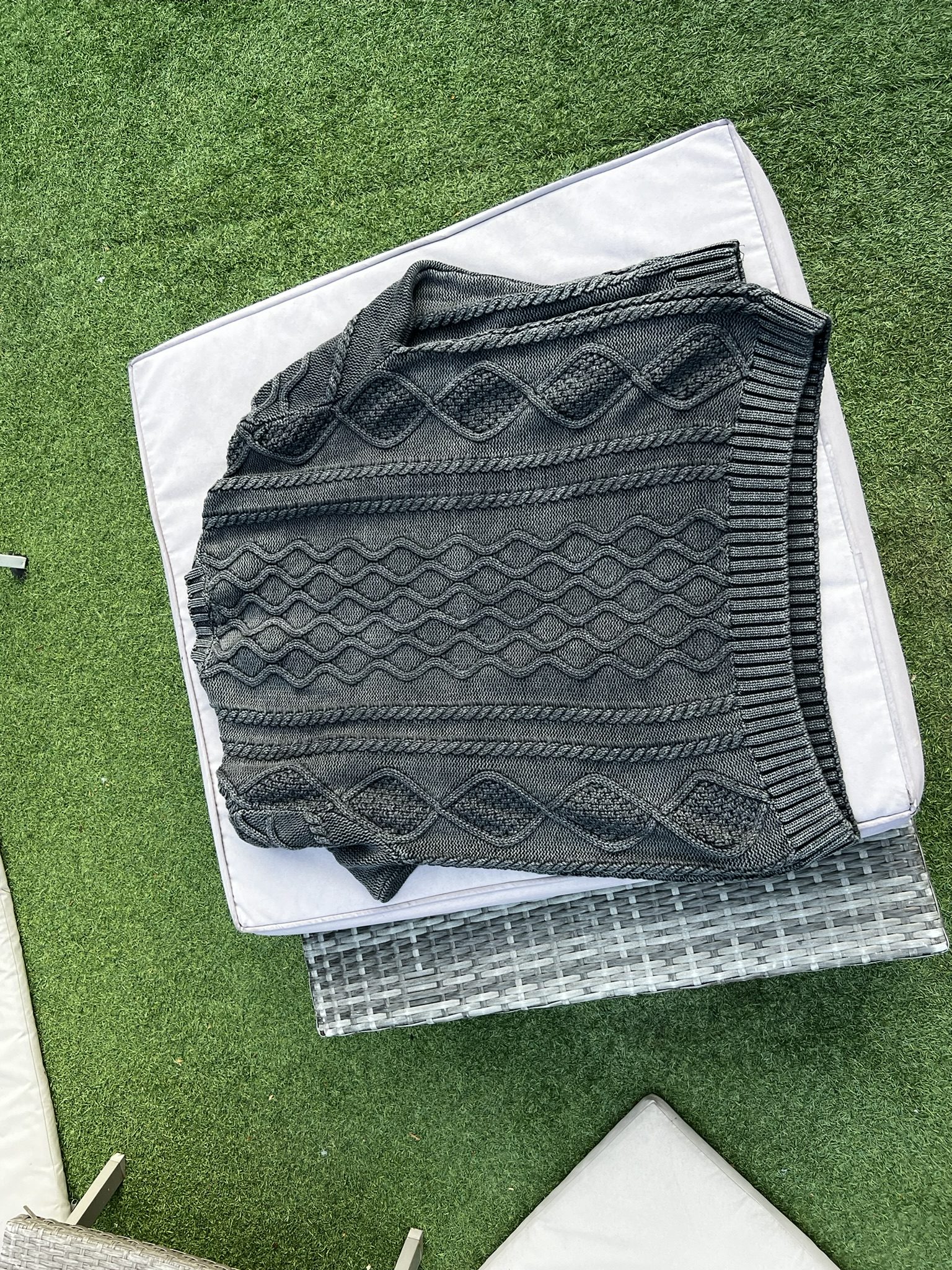 BDG Black & Grey Cable Knit Sweater Small image 4