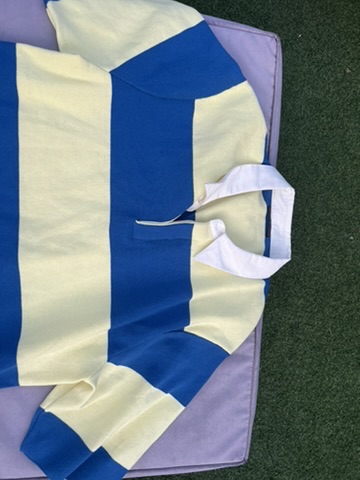 Zara Blue & White Striped Short Sleeve Rugby Polo Shirt Medium Cotton image 2