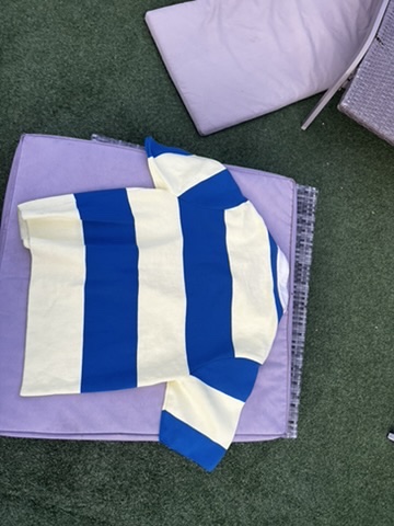 Zara Blue & White Striped Short Sleeve Rugby Polo Shirt Medium Cotton image 4