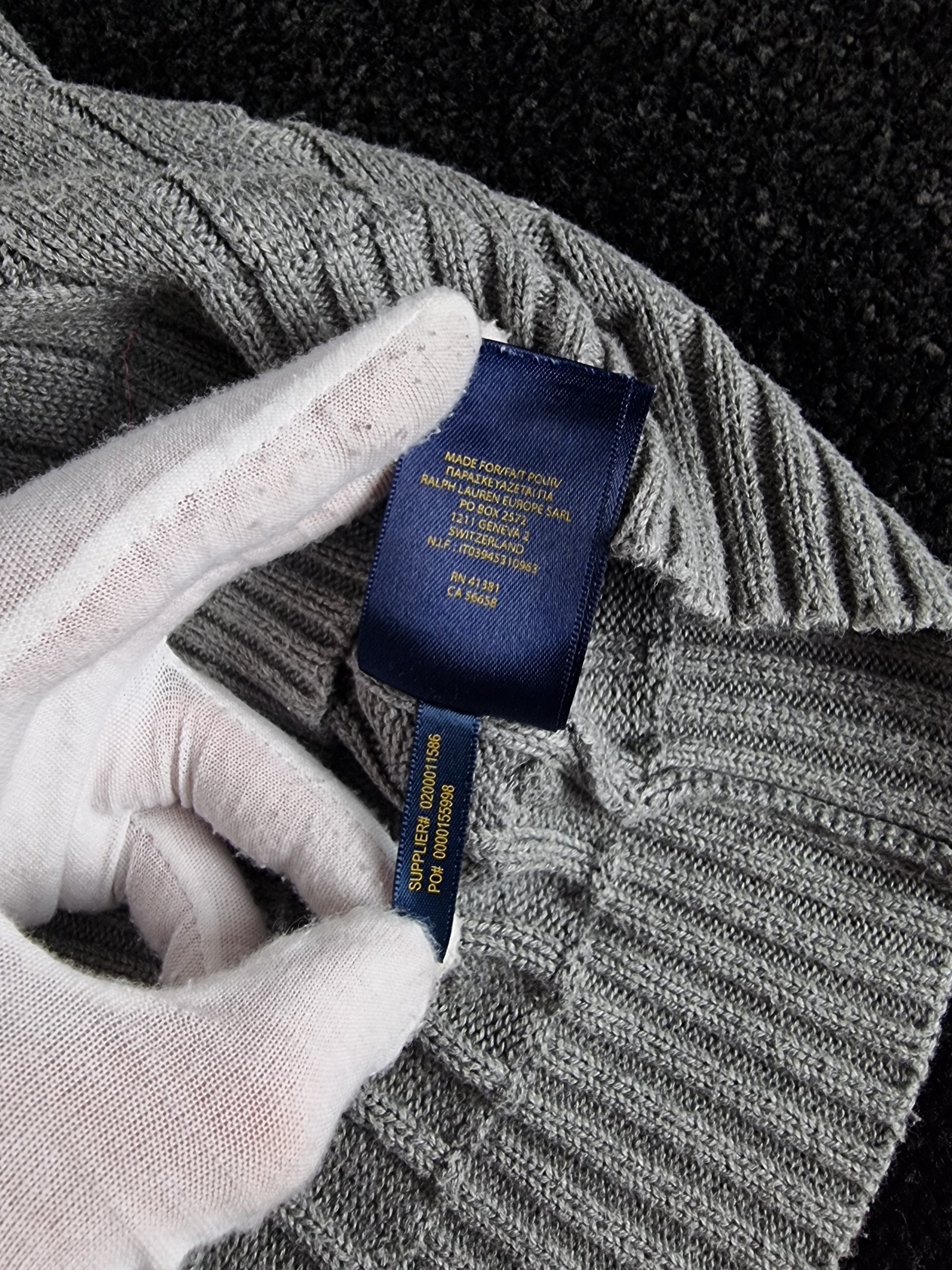 Sweater Cable Knit Polo Ralph Lauren Men L Grey image 7