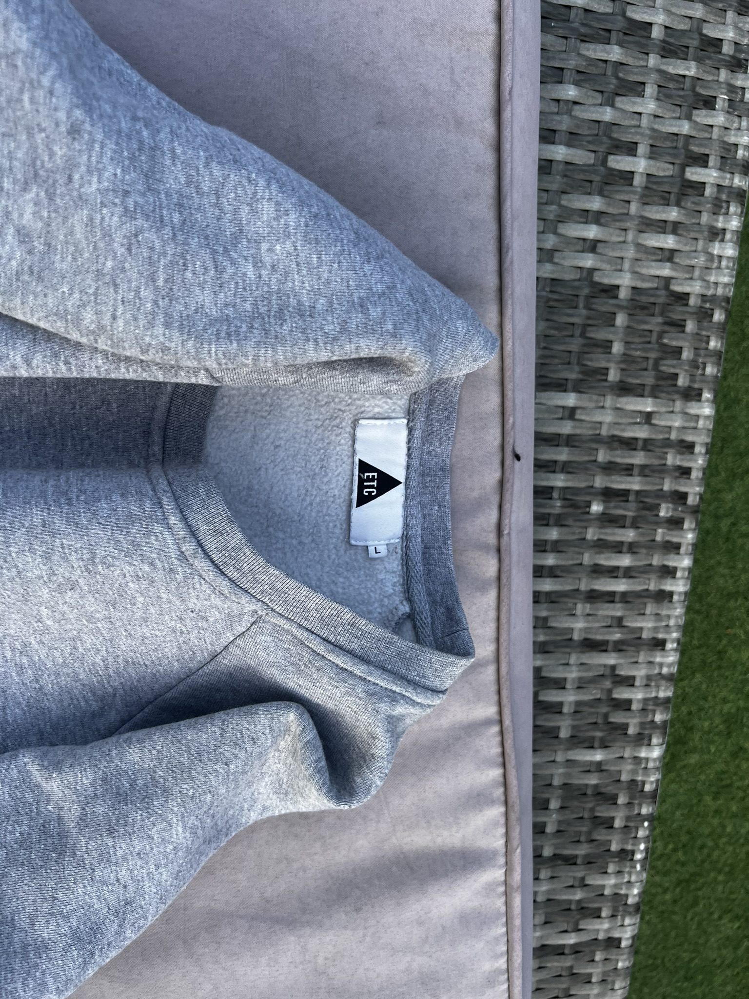 ETC Grey Unisex Cotton Fleece Sweatshirt Large image 3