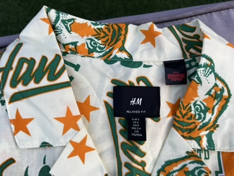 H&M White & Orange & Green Hawkins Relaxed Fit Shirt Medium image 2