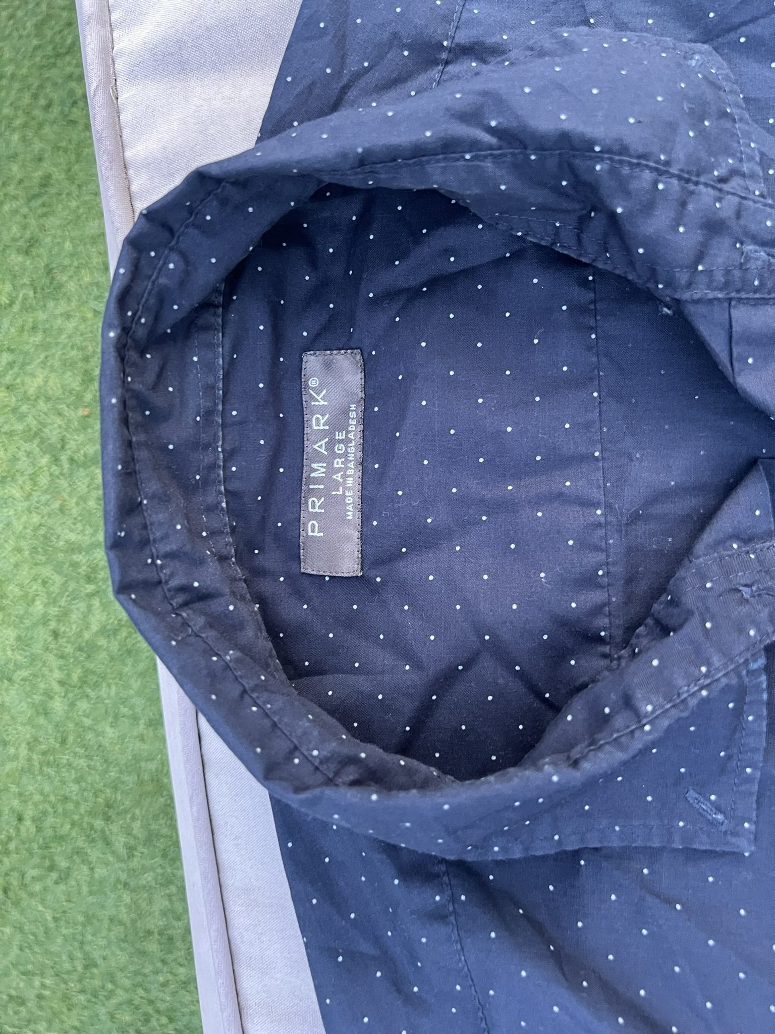 Primark Navy & White Polka Dot Shirt Large image 2