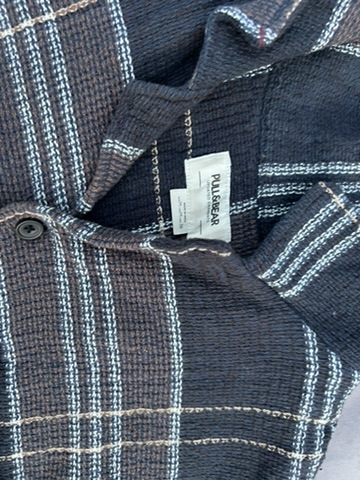 Pull & Bear Black & Grey Checked Short Sleeve Shirt Medium Cotton image 2
