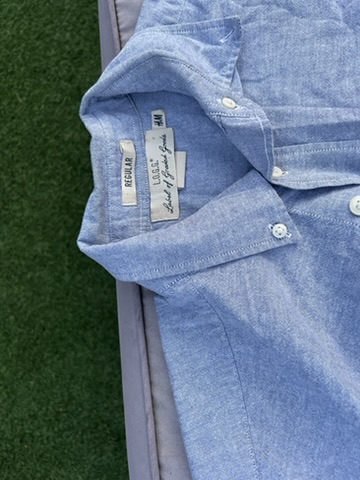 H&M Light Blue Oxford Regular Fit Shirt Medium image 2