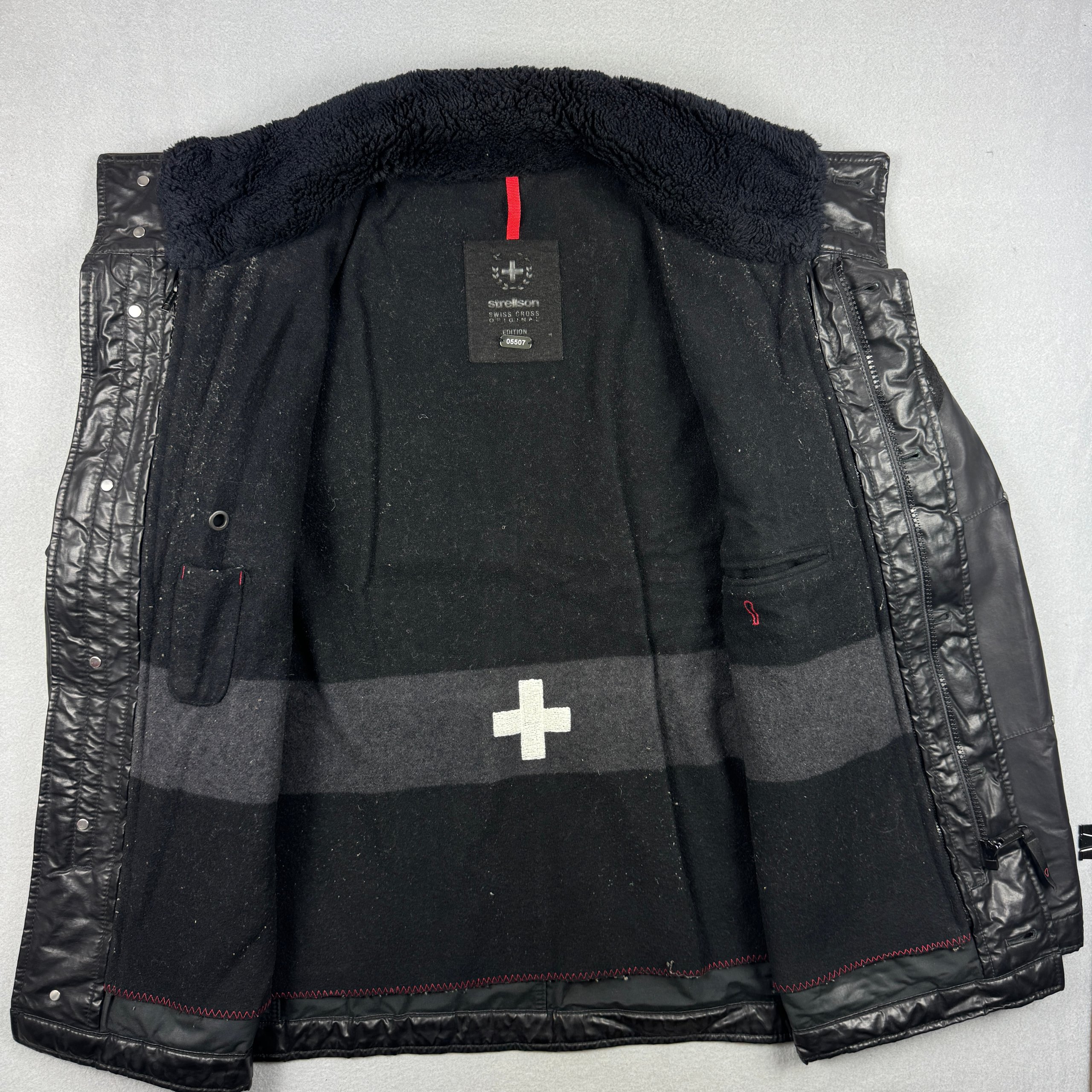 Strellson Swiss Cross Revival-W Black Faux Jacket Sherpa Size L image 3