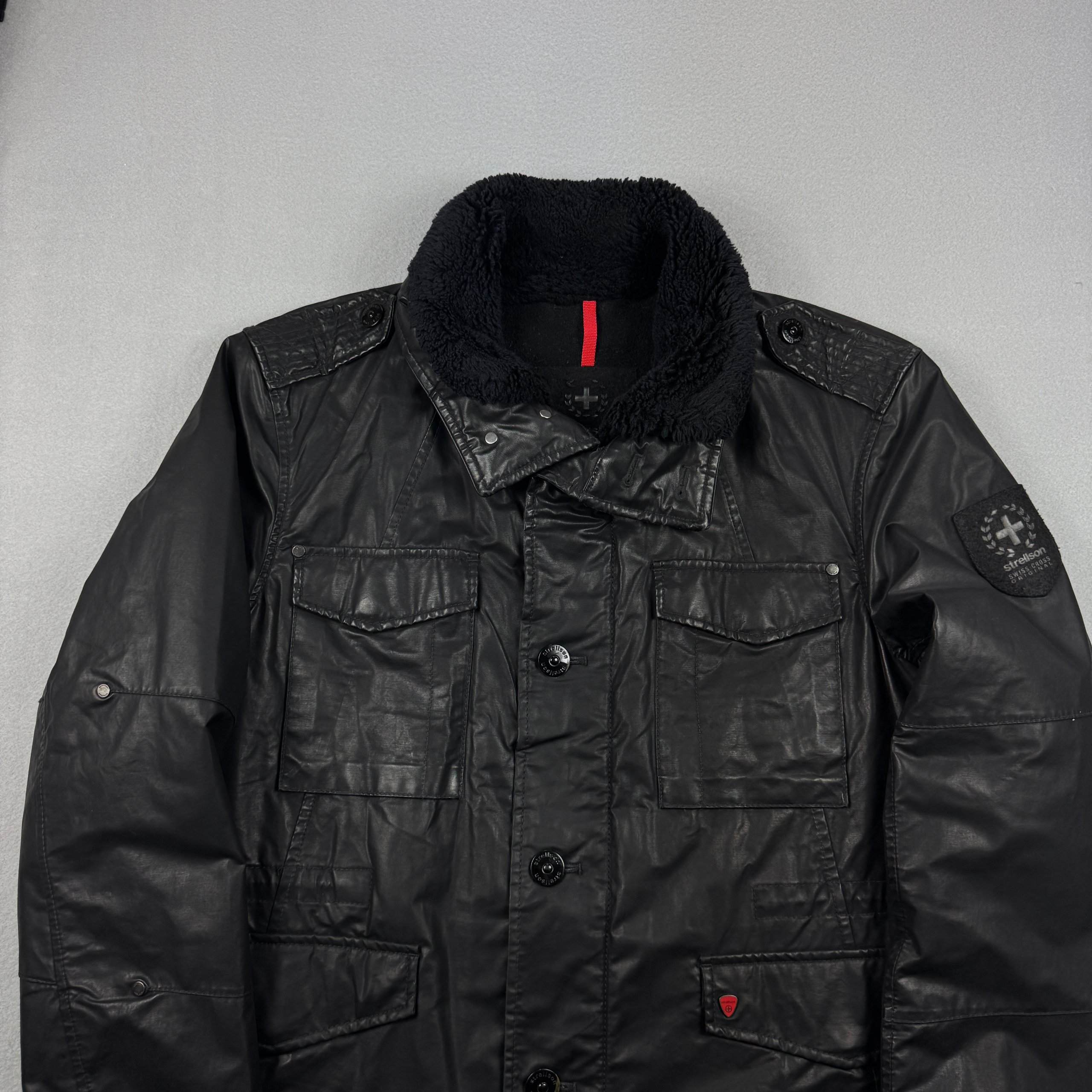 Strellson Swiss Cross Revival-W Black Faux Jacket Sherpa Size L image 4