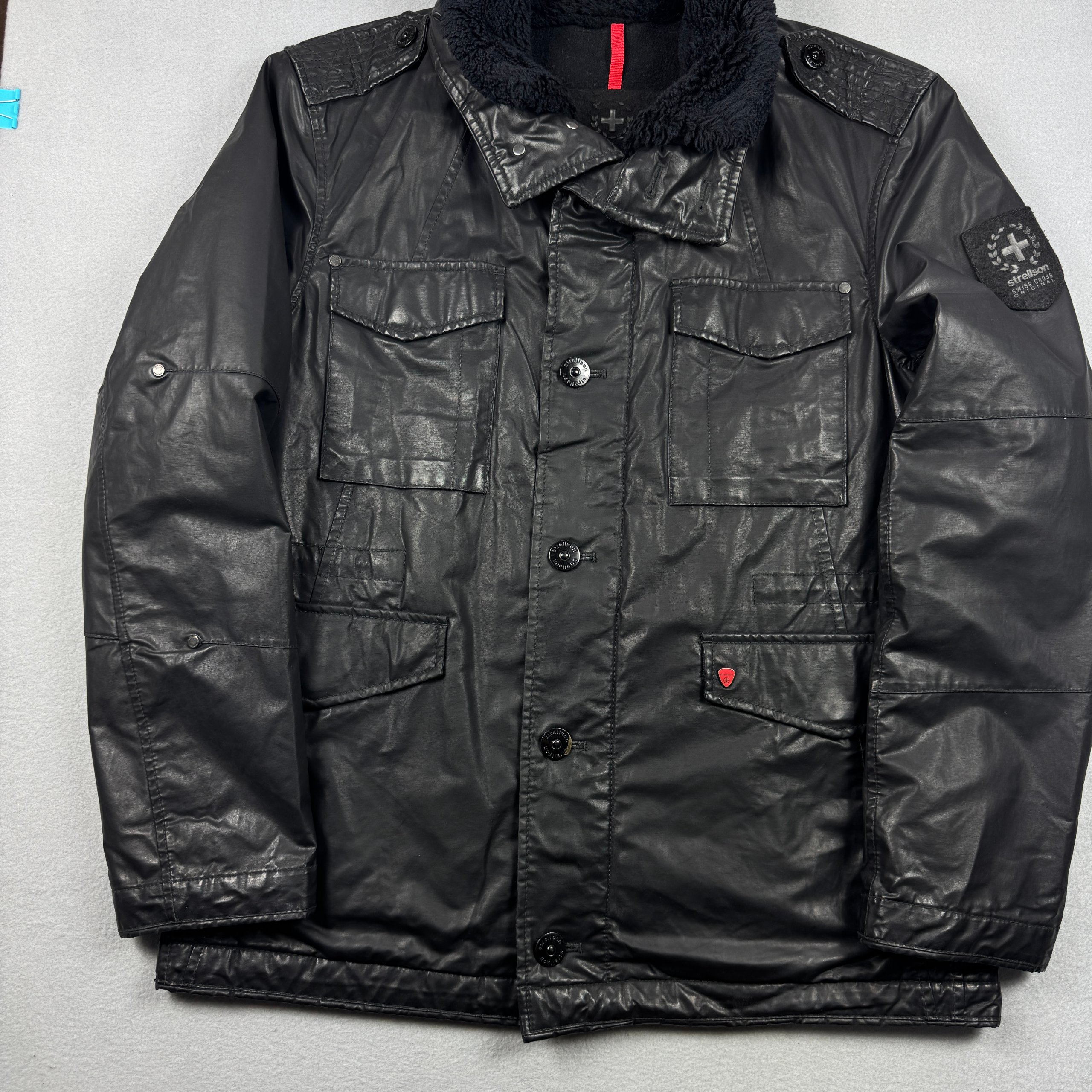 Strellson Swiss Cross Revival-W Black Faux Jacket Sherpa Size L image 5
