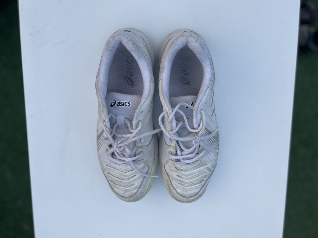 Asics White Synthetic Leather & Rubber Trainers US 9.5