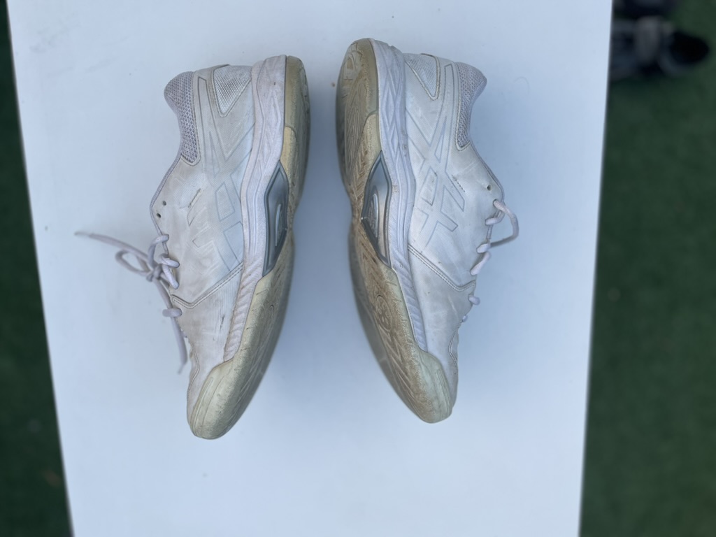 Asics White Synthetic Leather & Rubber Trainers US 9.5 image 2