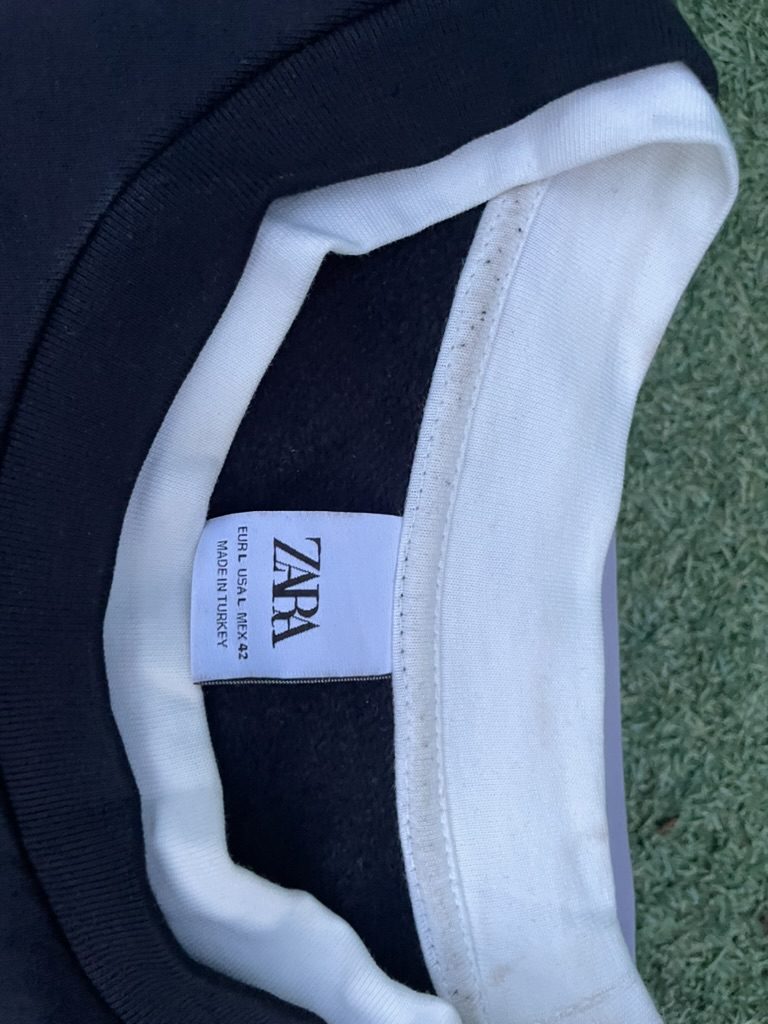 Zara Black & White Sweatshirt Large Contrast Collar image 2