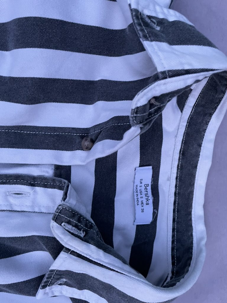Bershka Black & White Striped Shirt Small image 2