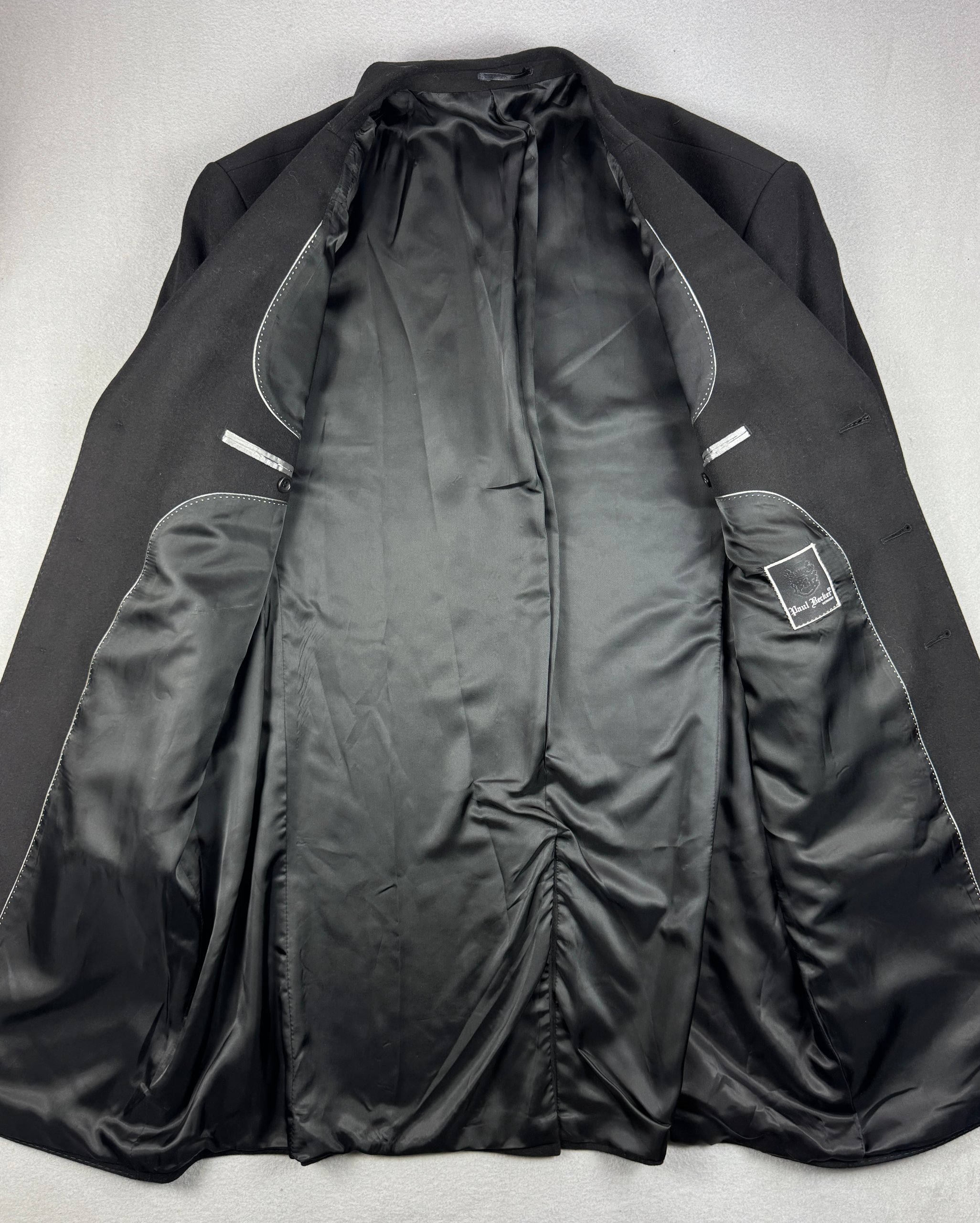 Men`s Paul Becker Black Wool & Cashmere Overcoat Size 58 / XXL image 6