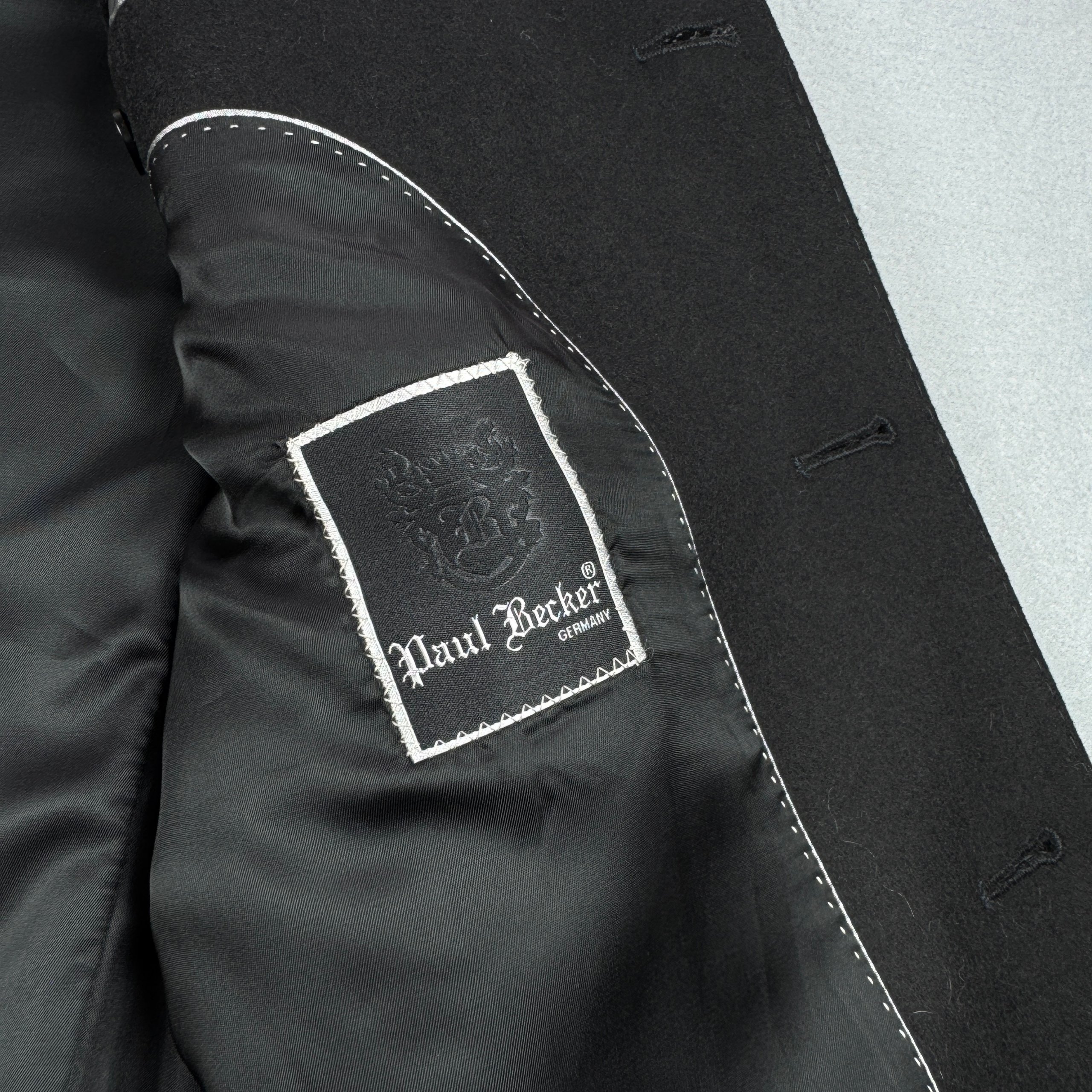 Men`s Paul Becker Black Wool & Cashmere Overcoat Size 58 / XXL image 7