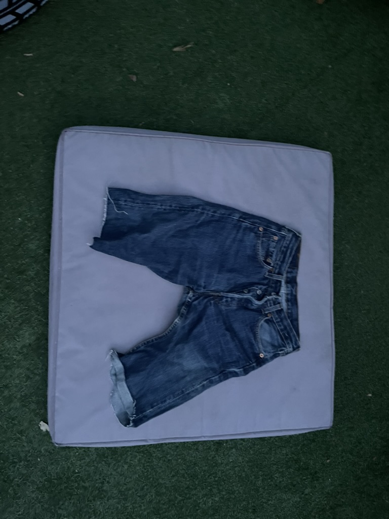 Levi's Blue 501 Denim Shorts Large Distressed Hem